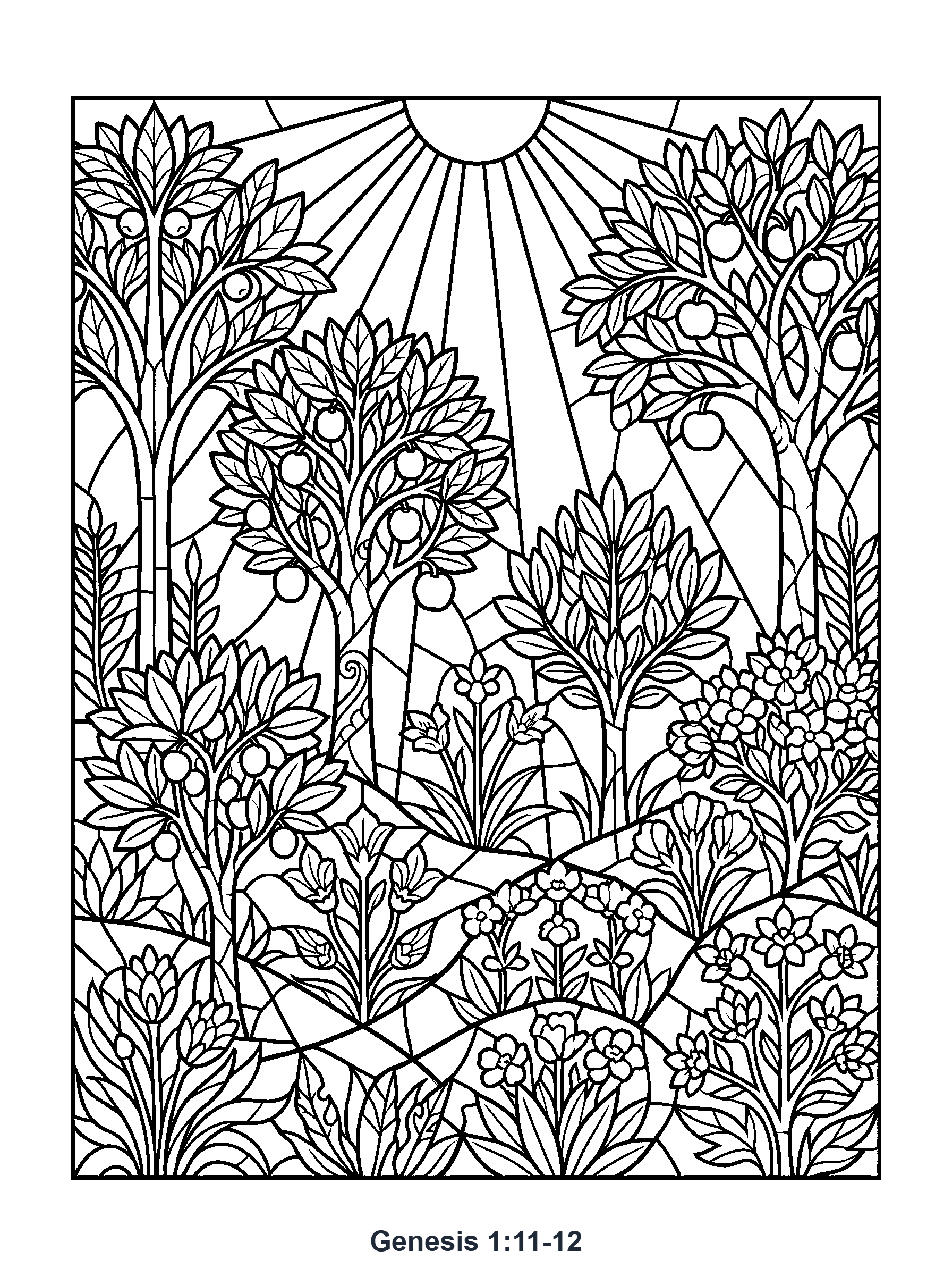 Genesis 1:11-12 Coloring Page