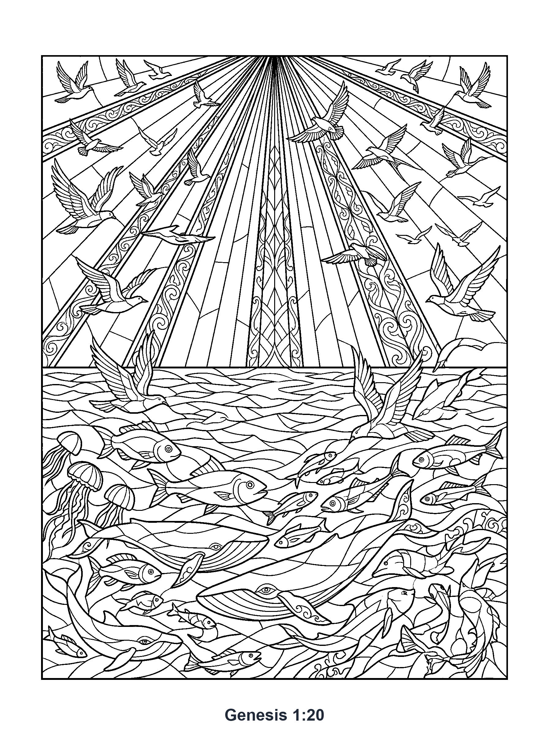 Genesis 1:20 Coloring Page