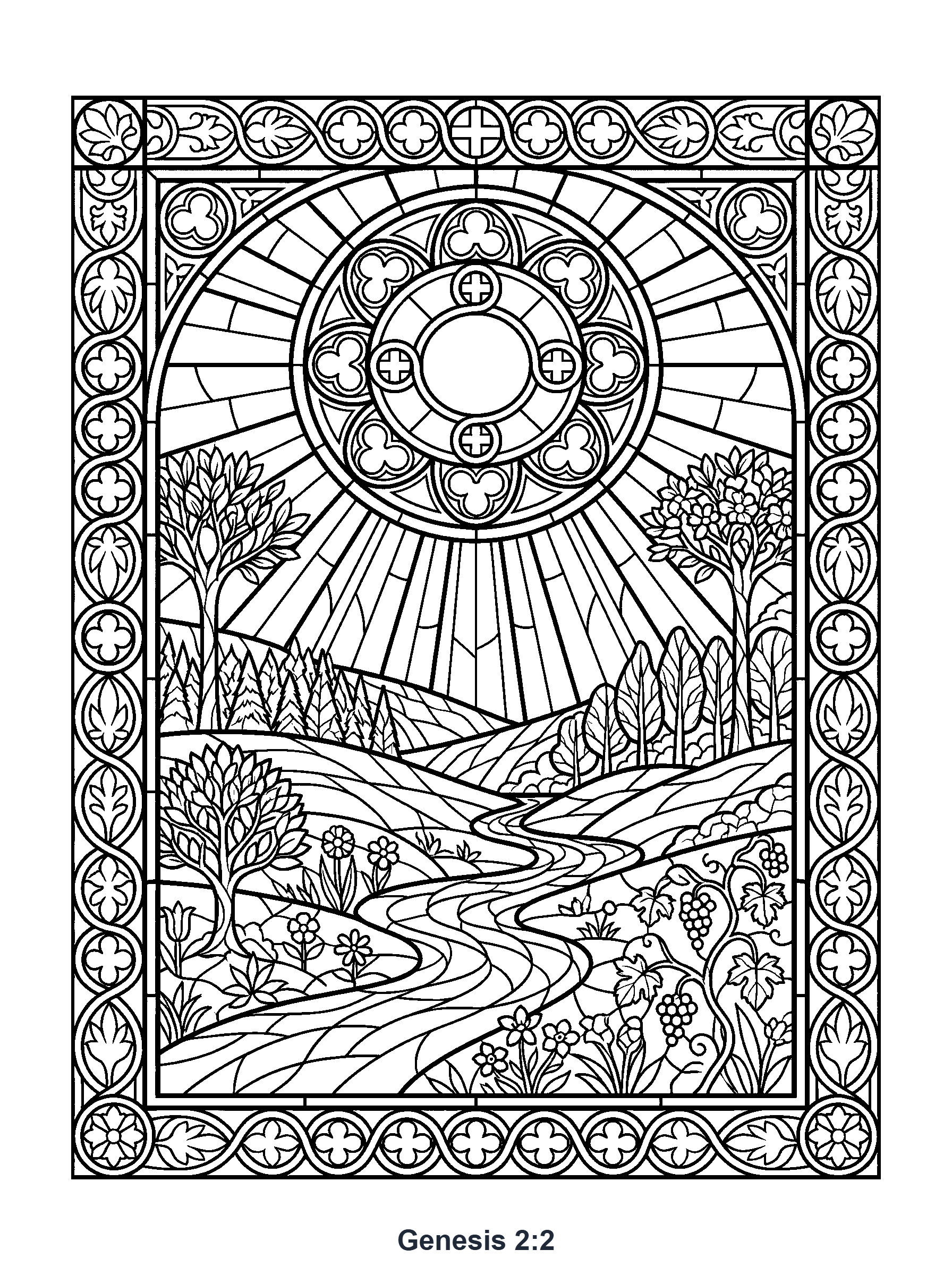 Genesis 2:2 Coloring Page