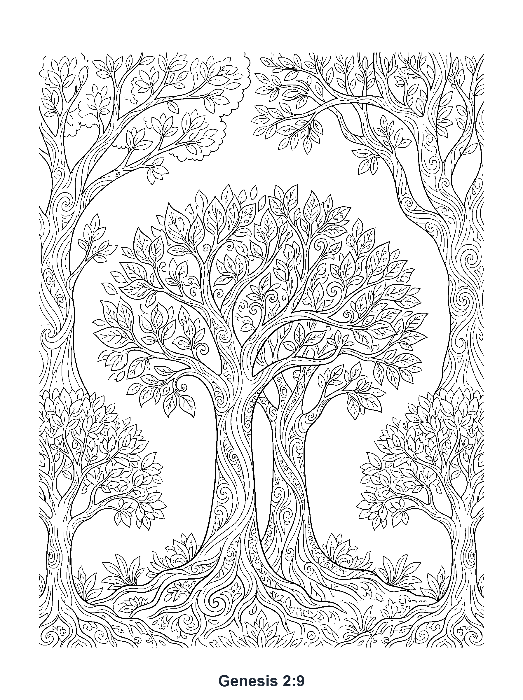 Genesis 2:9 Coloring Page