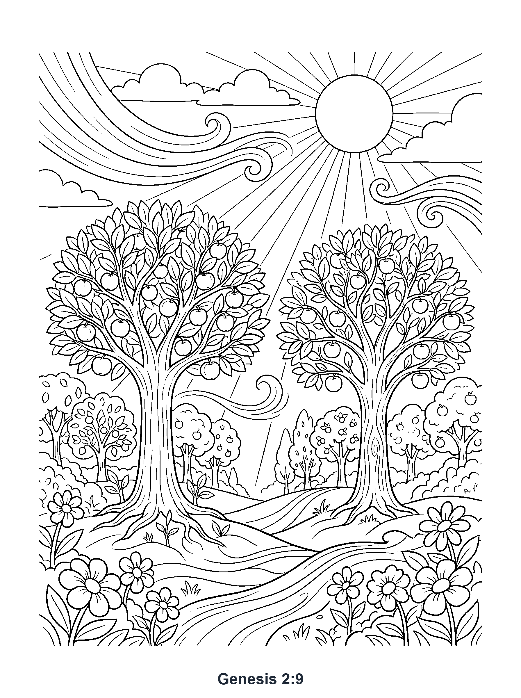 Genesis 2:9 Coloring Page