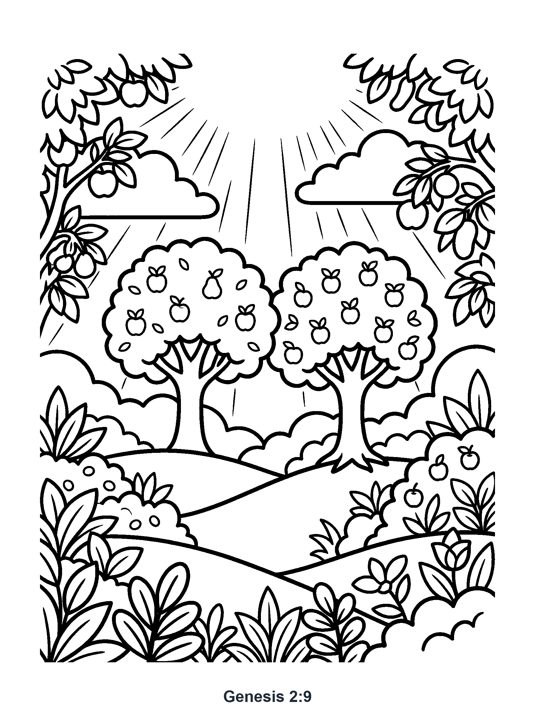 Genesis 2:9 Coloring Page