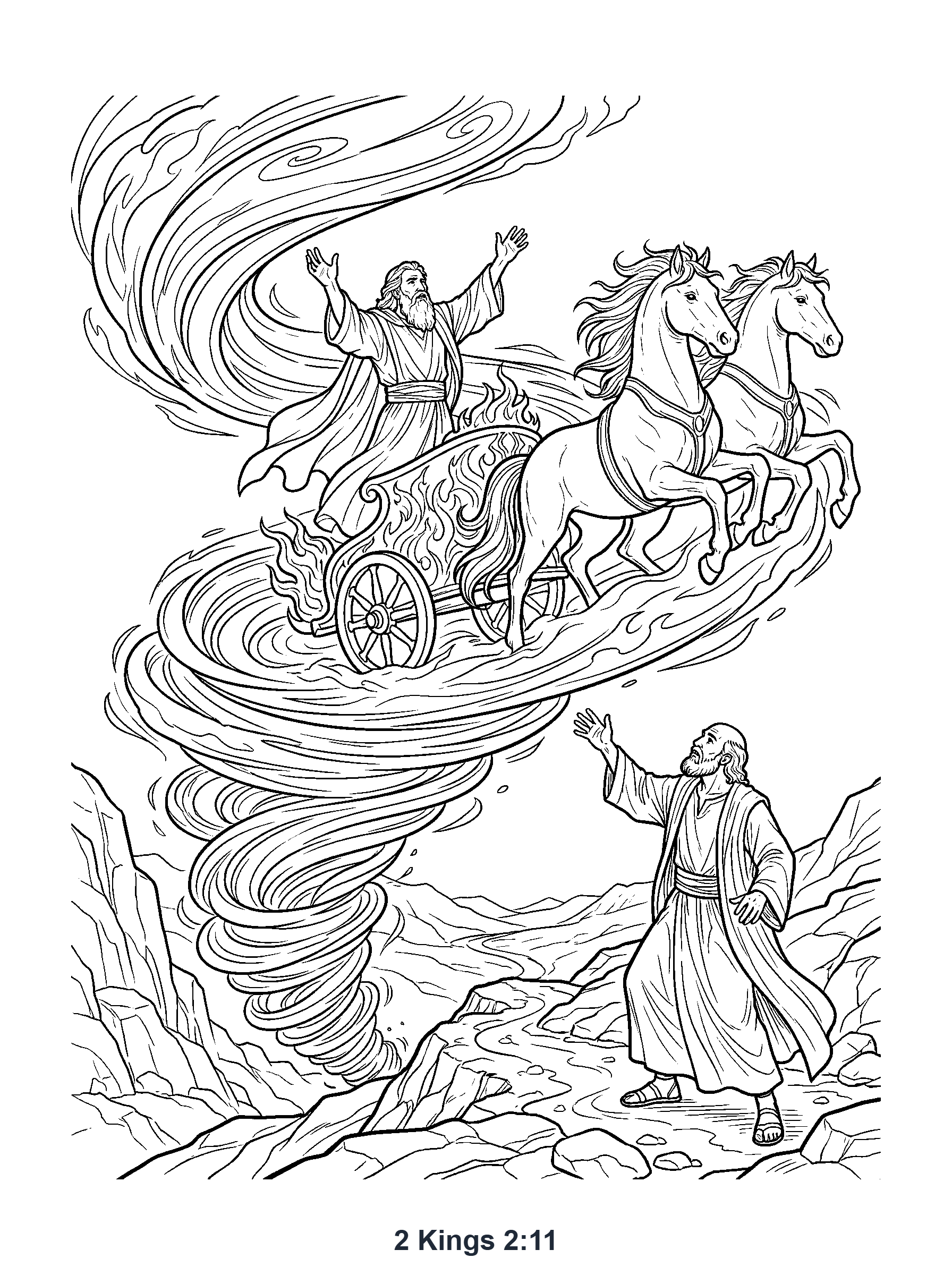 2 Kings 2:11 Coloring Page