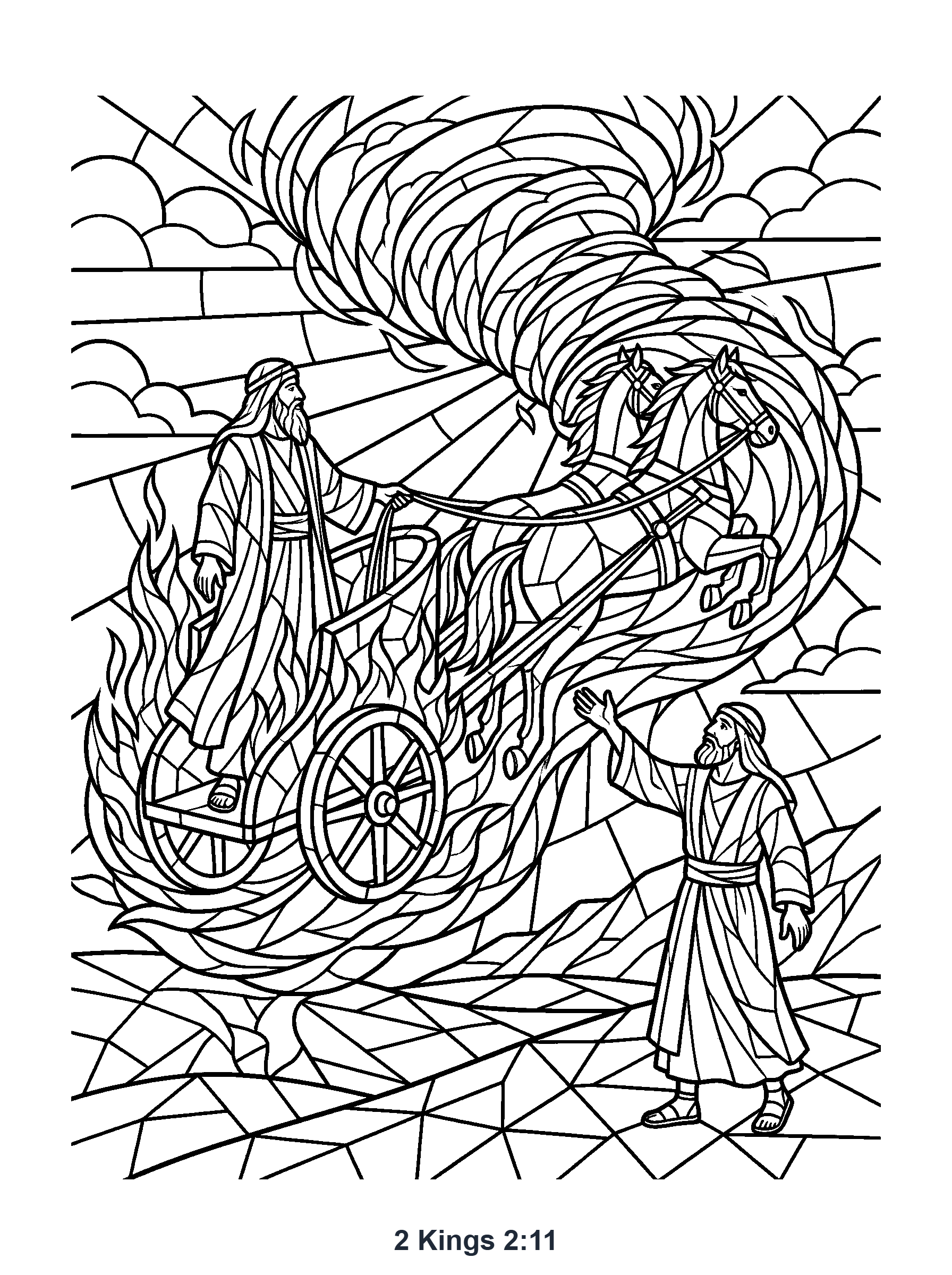 2 Kings 2:11 Coloring Page