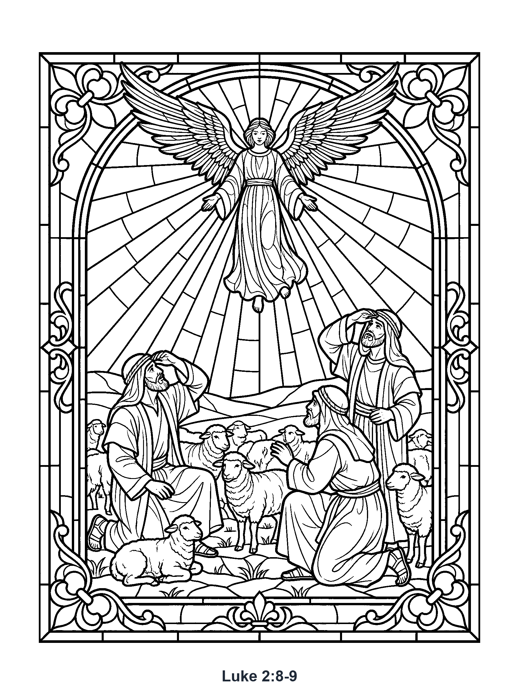 Luke 2:8-9 Coloring Page