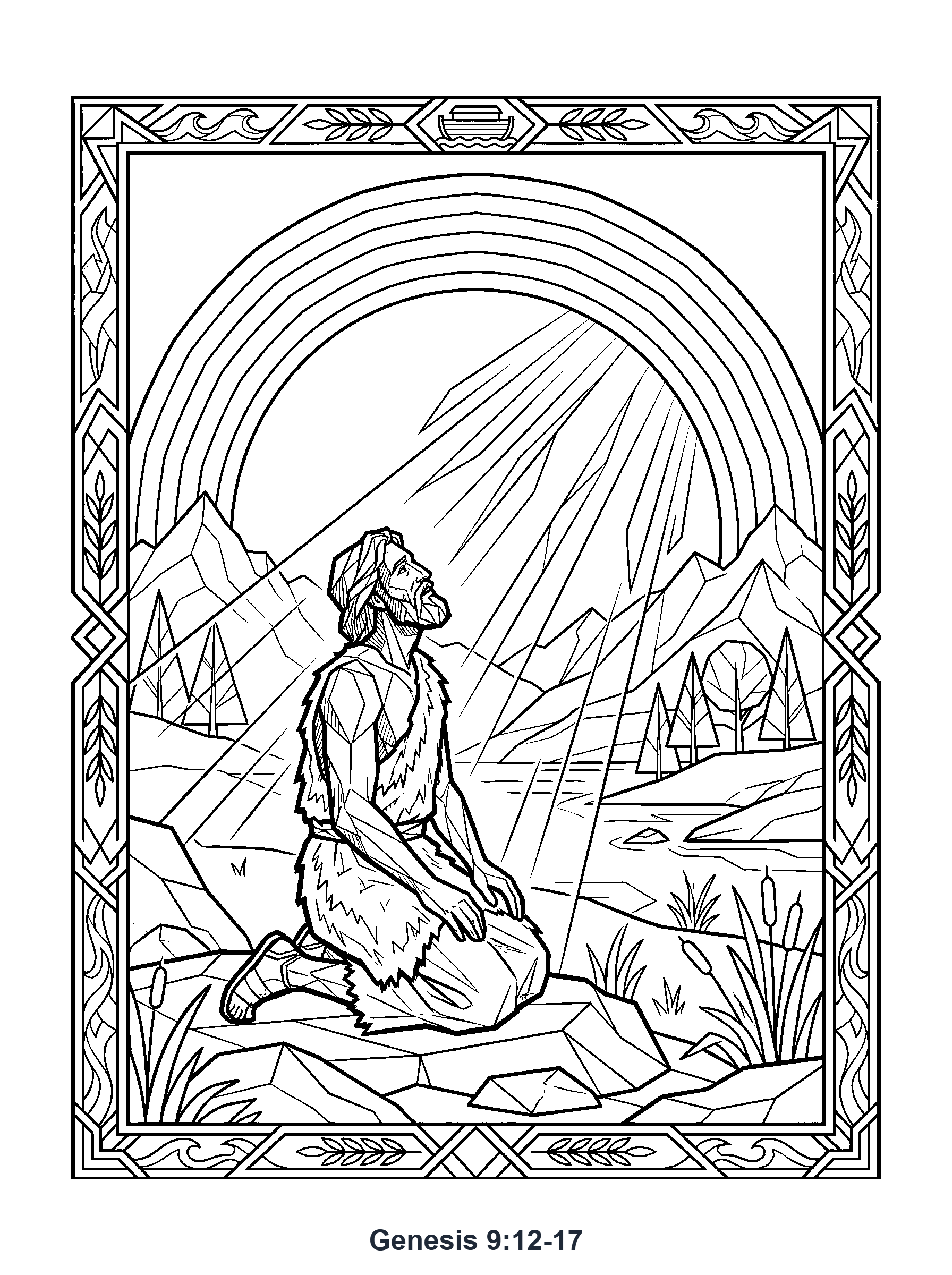 Genesis 9:12-17 Coloring Page