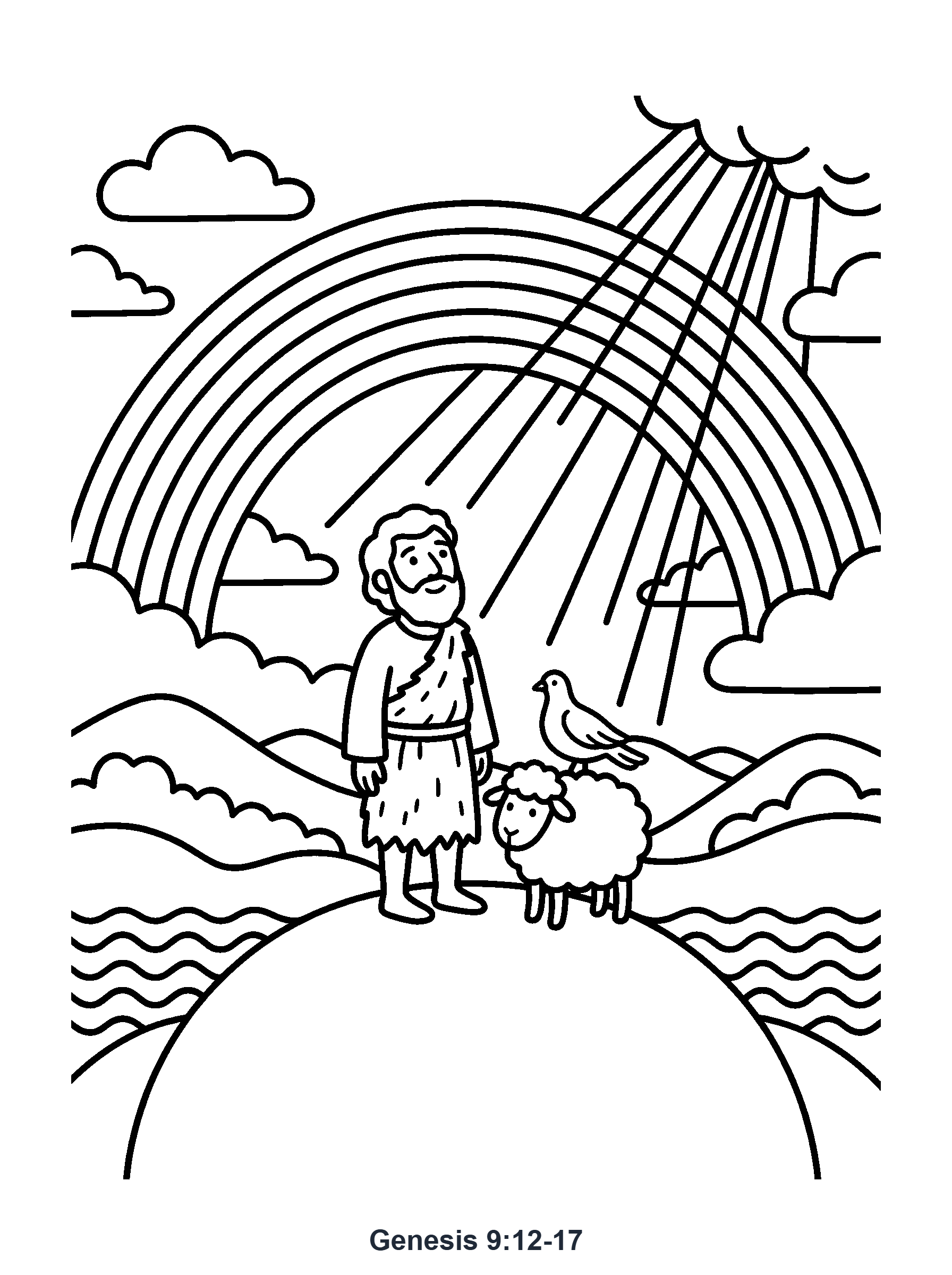 Genesis 9:12-17 Coloring Page