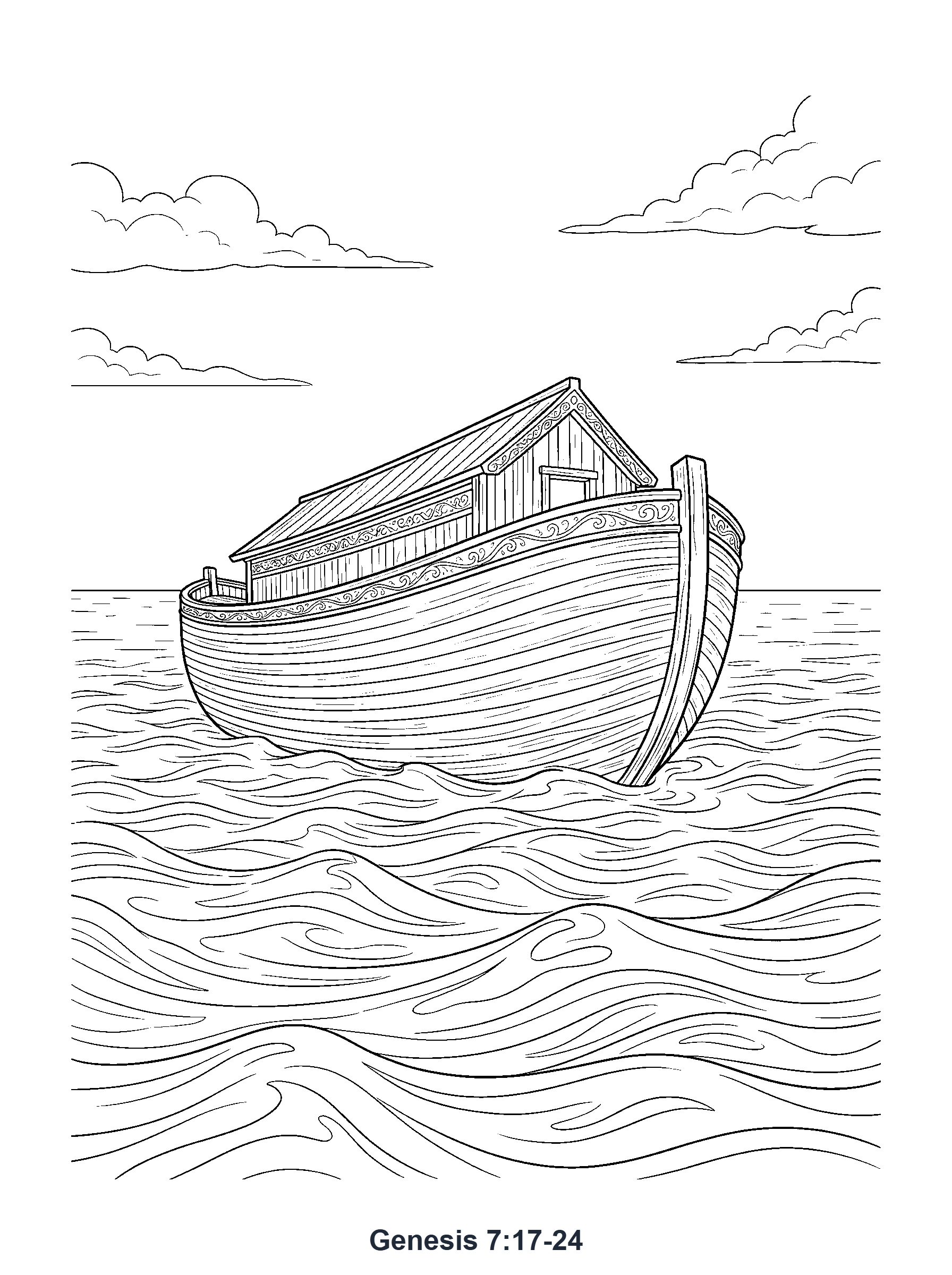 Genesis 7:17-24 Coloring Page