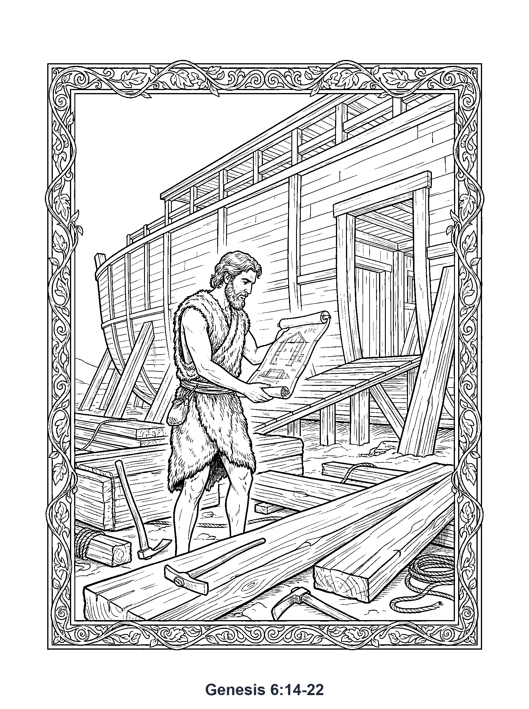 Genesis 6:14-22 Coloring Page