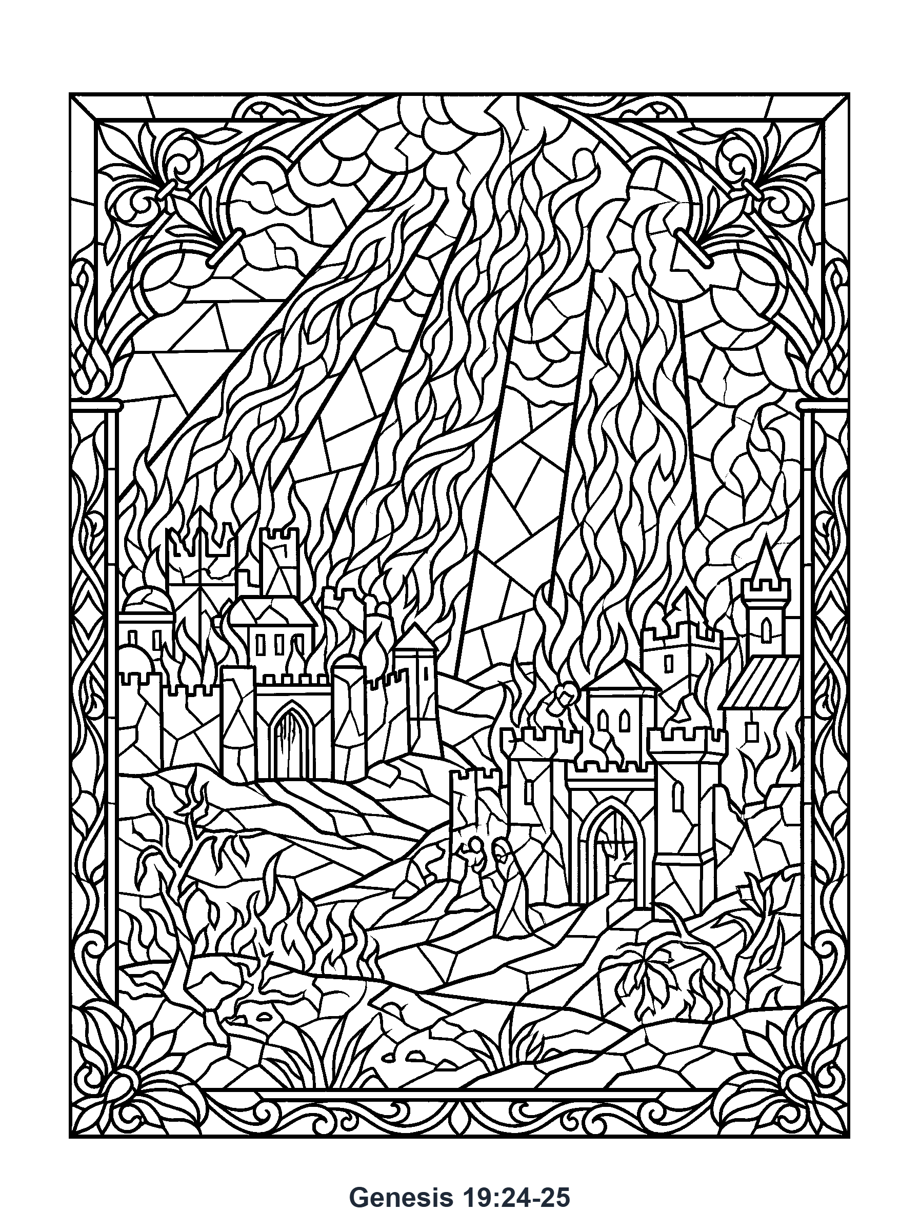 Genesis 19:24-25 Coloring Page