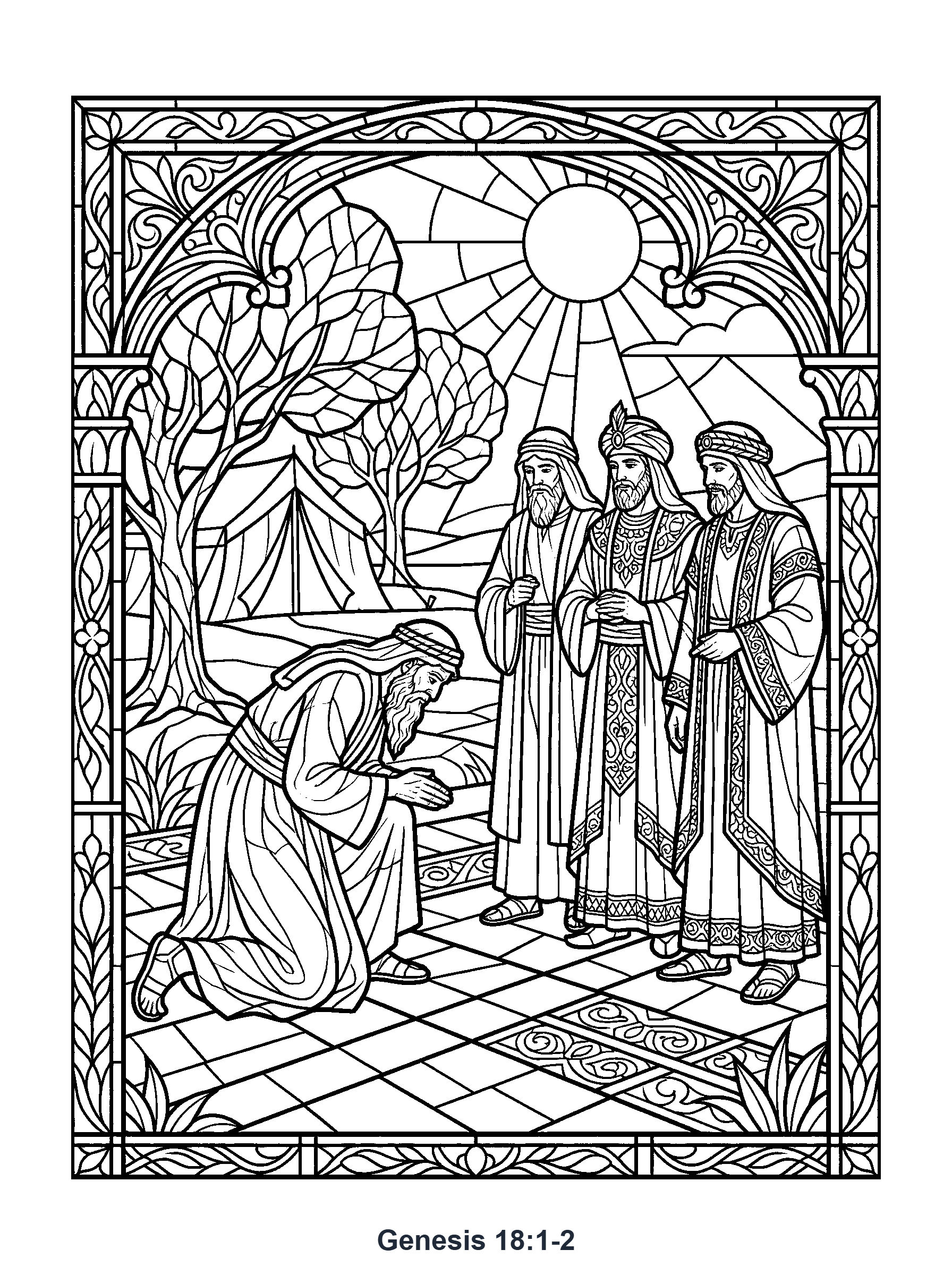 Genesis 18:1-2 Coloring Page