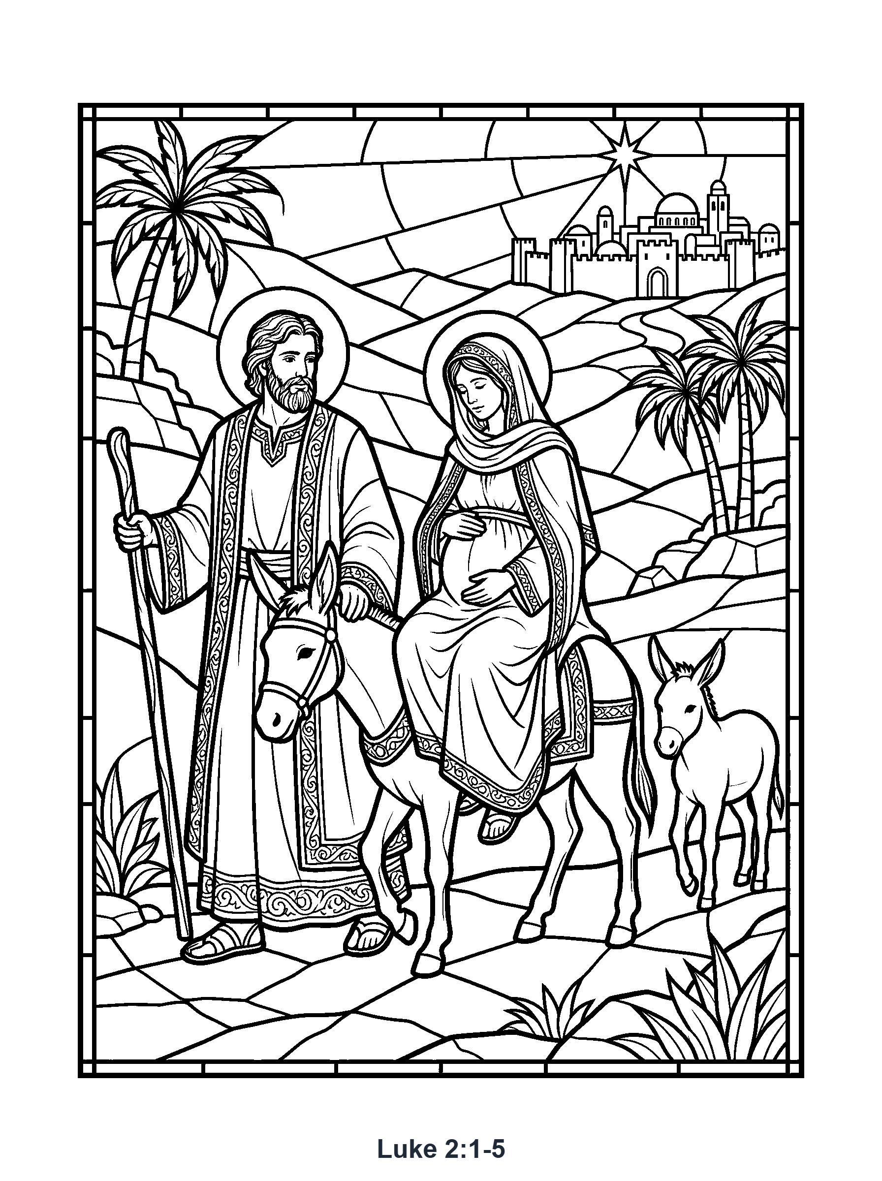 Luke 2:1-5 Coloring Page