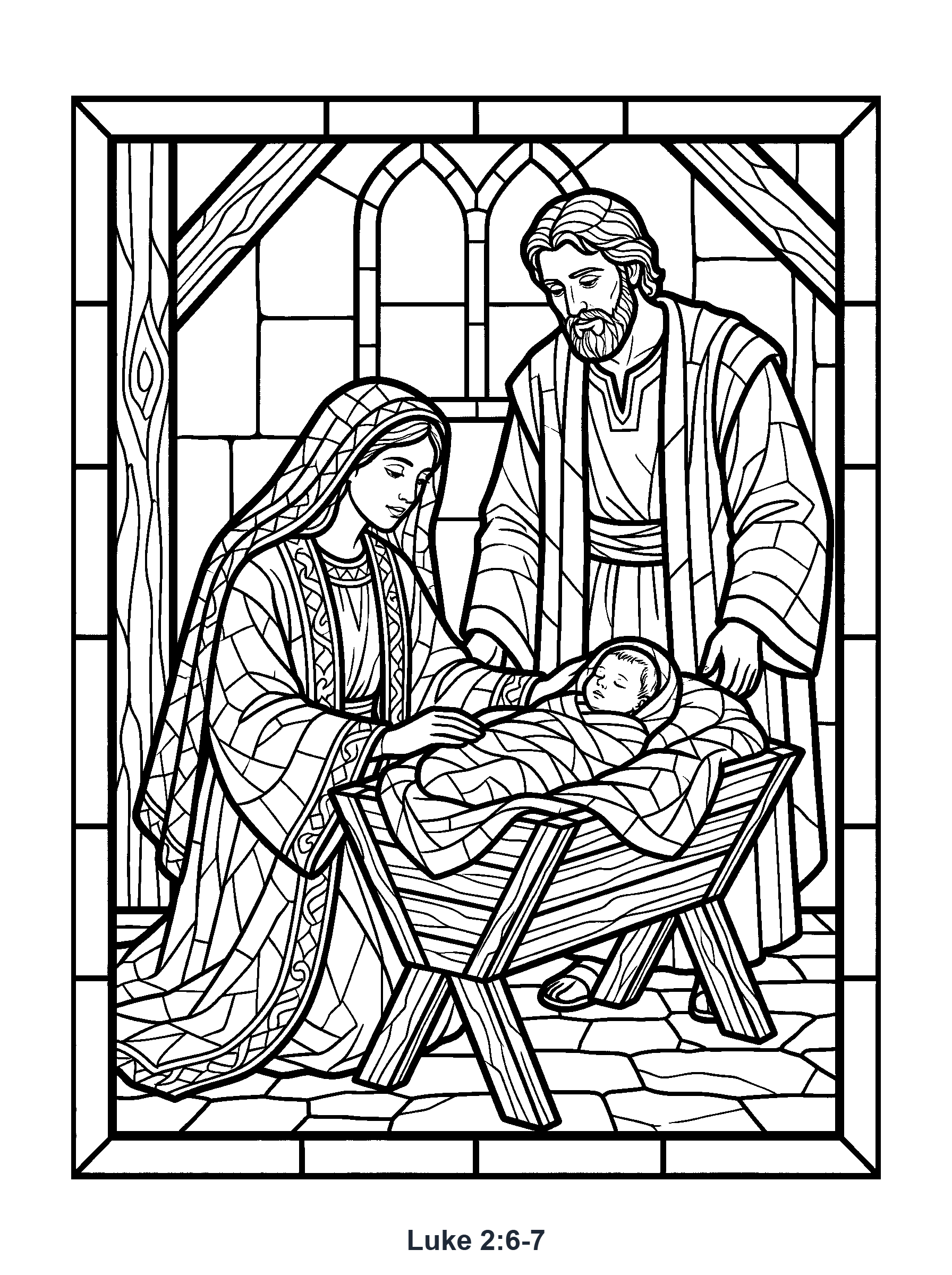 Luke 2:6-7 Coloring Page
