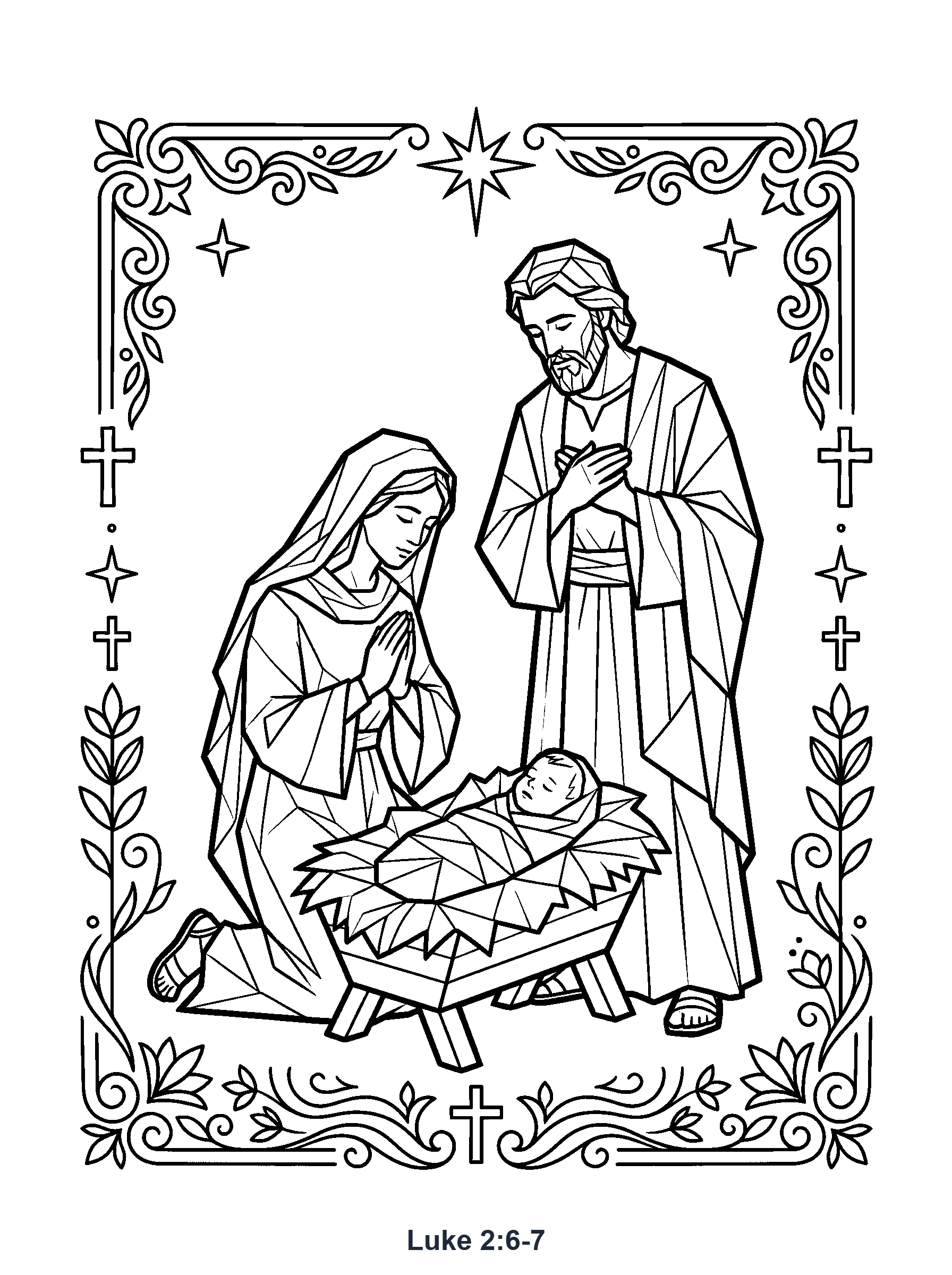 Luke 2:6-7 Coloring Page