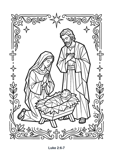 Luke 2:6-7 Coloring Page