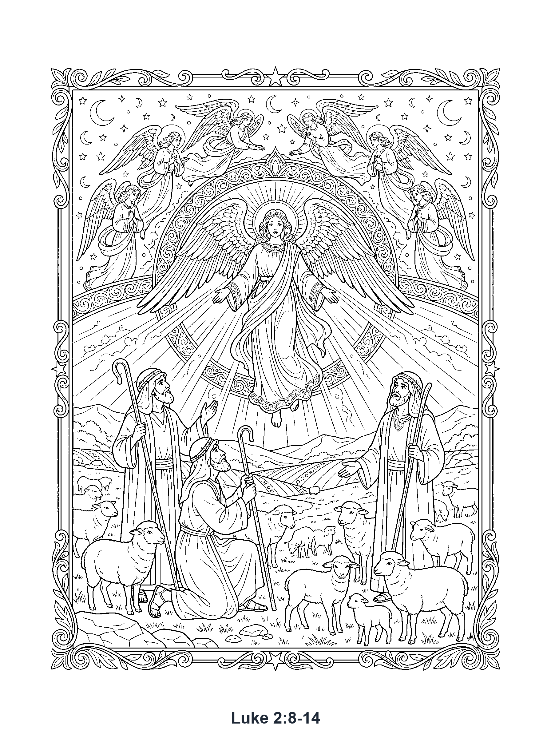 Luke 2:8-14 Coloring Page