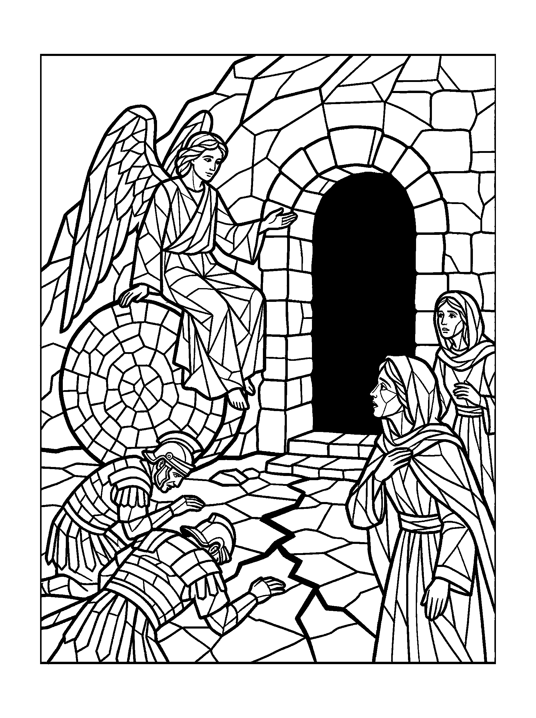 Matthew 28:2-6 Coloring Page