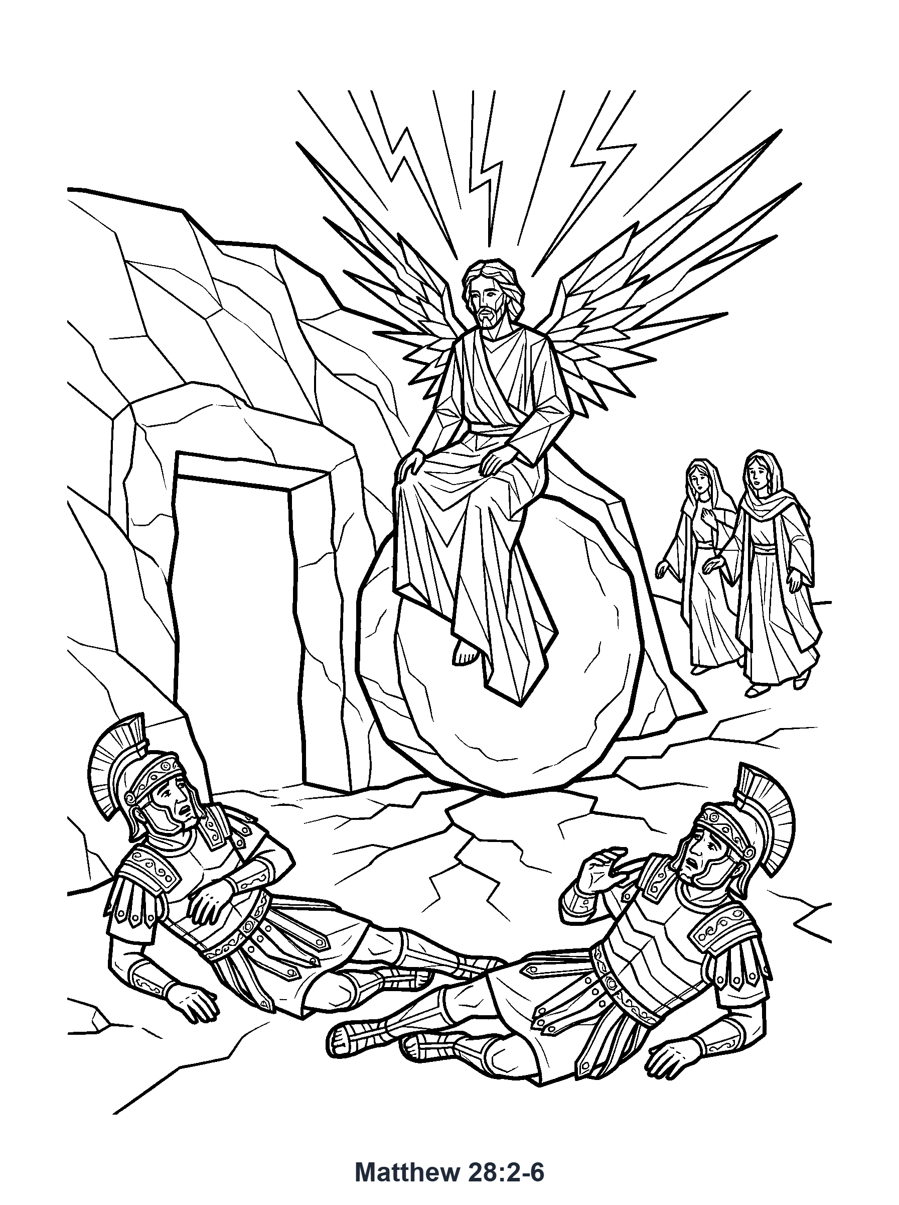Matthew 28:2-6 Coloring Page