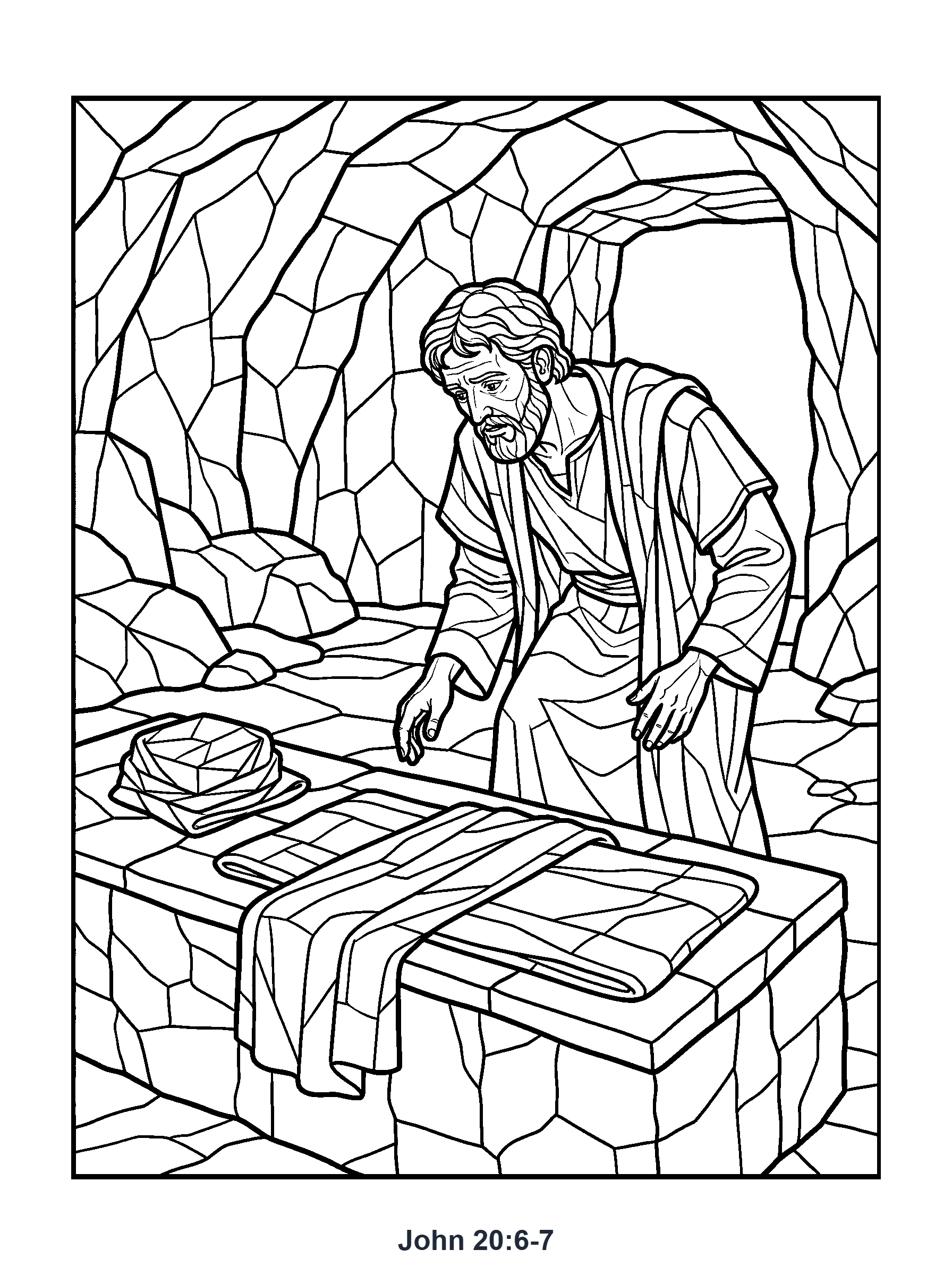 John 20:6-7 Coloring Page