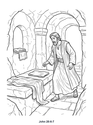 John 20:6 Coloring Page