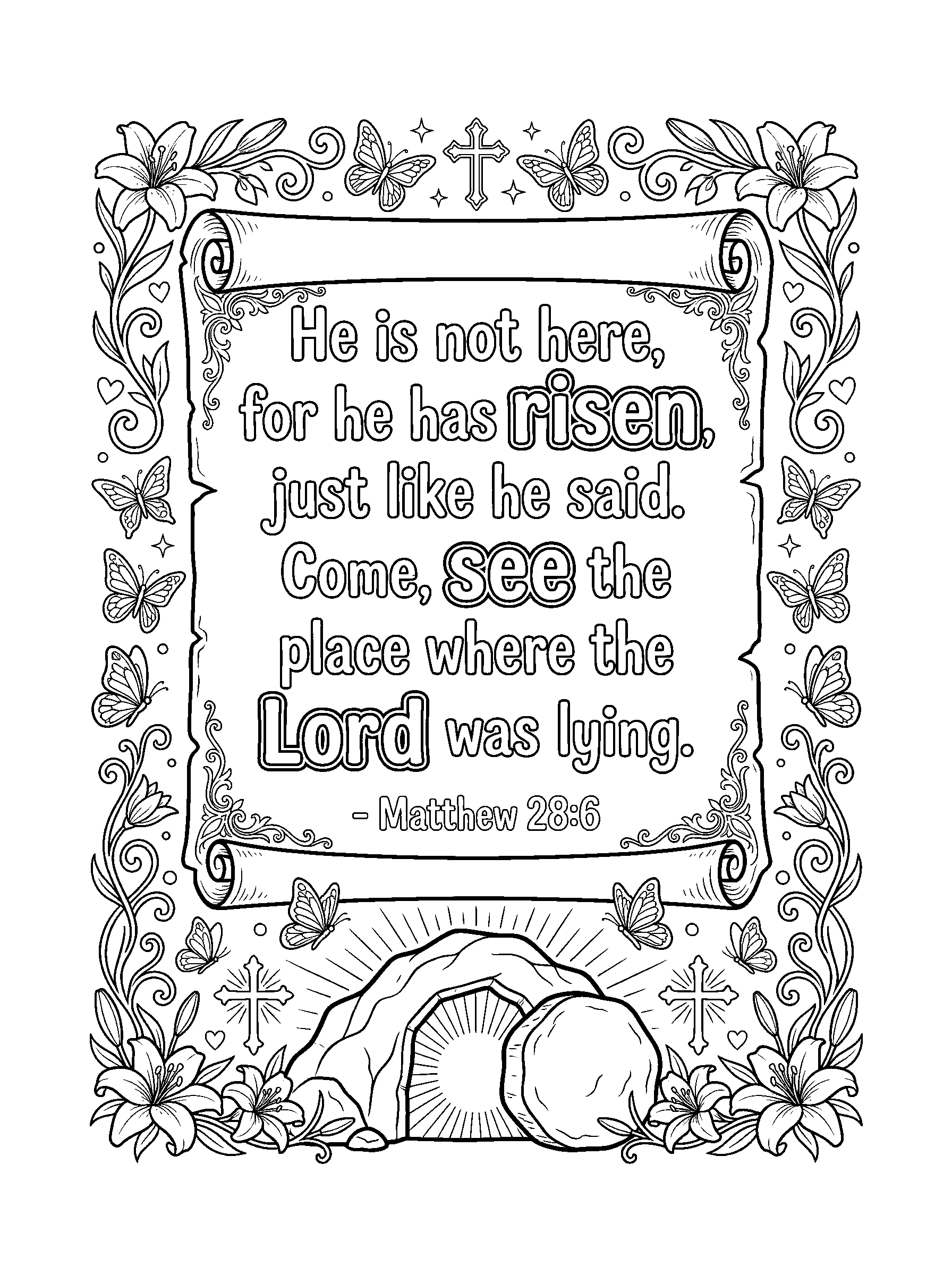 Matthew 28:6 Coloring Page