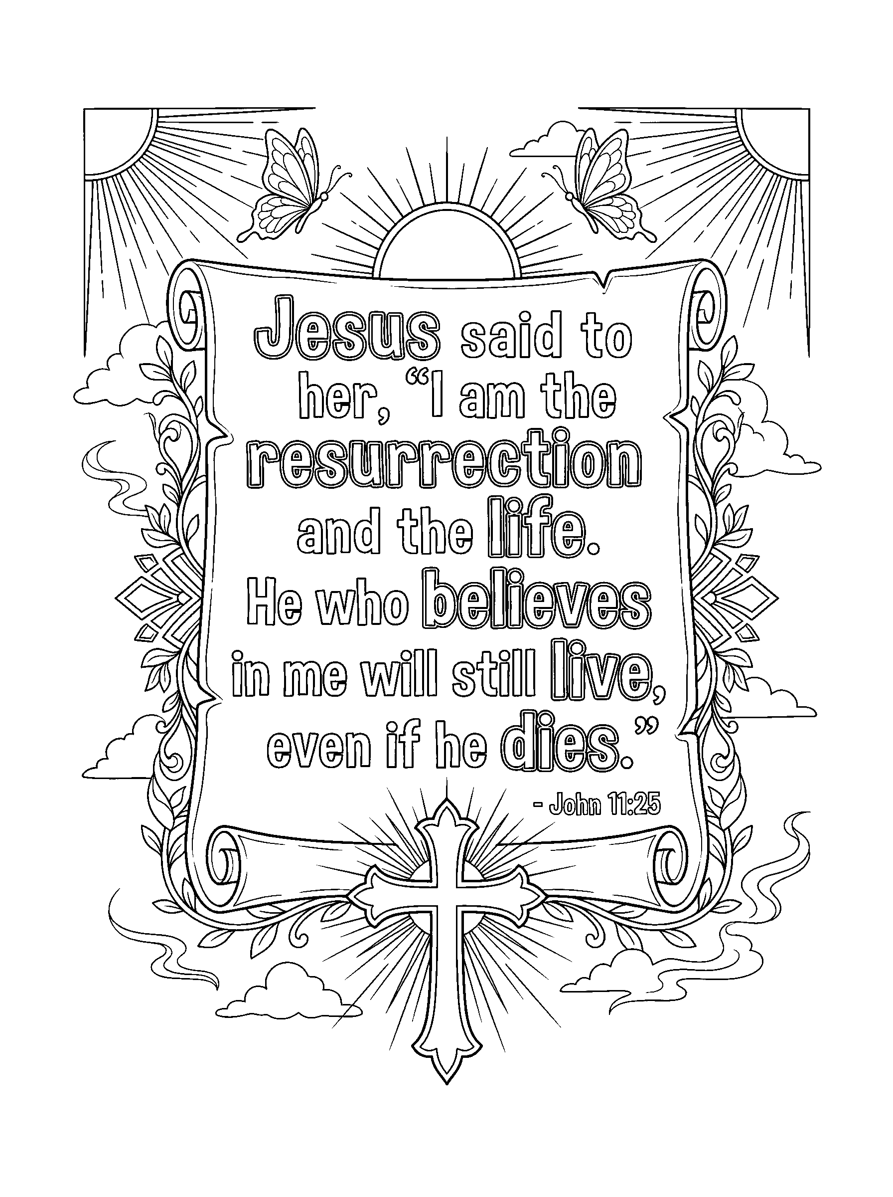 John 11:25 Coloring Page