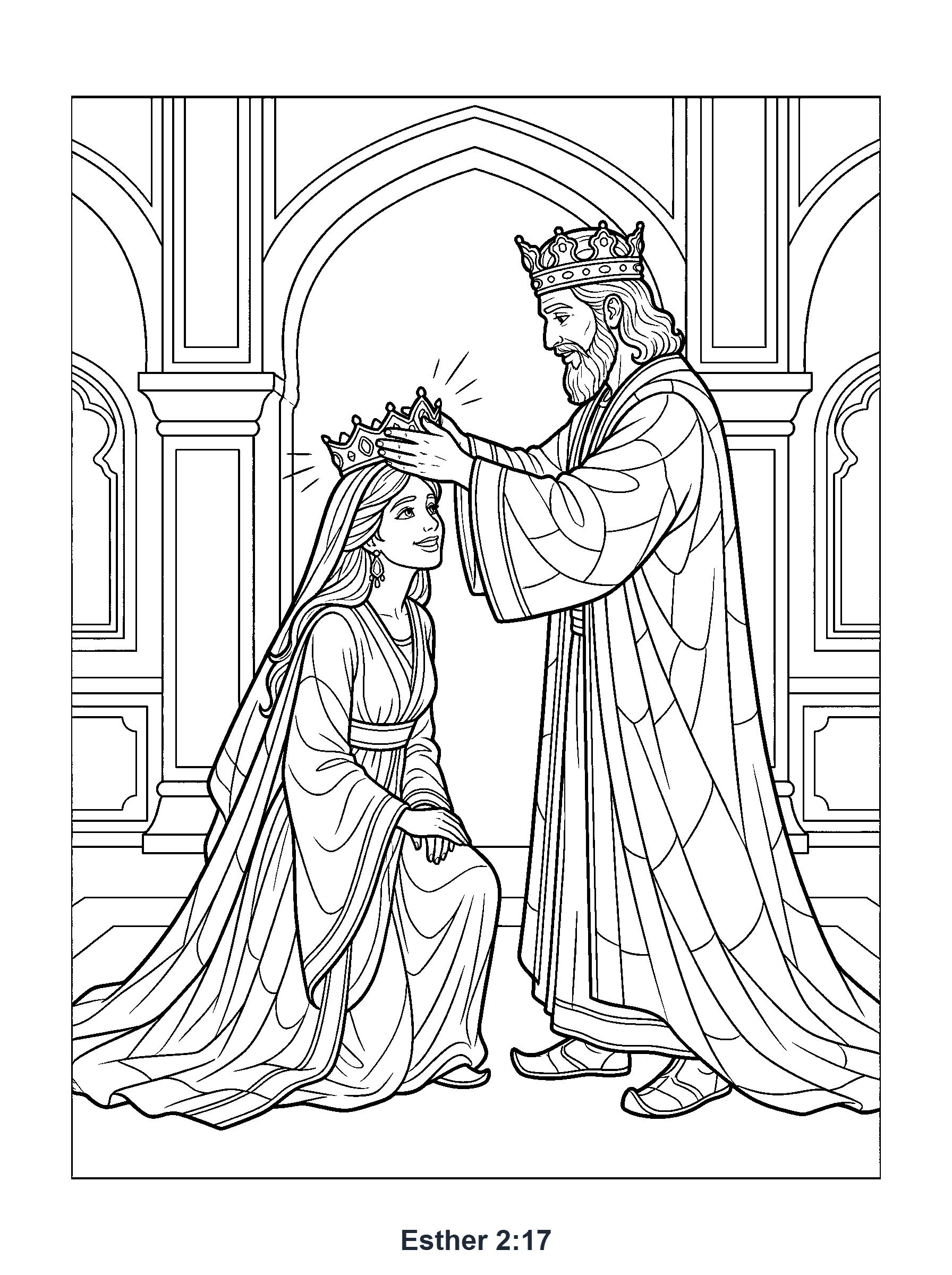 Esther 2:17 Coloring Page