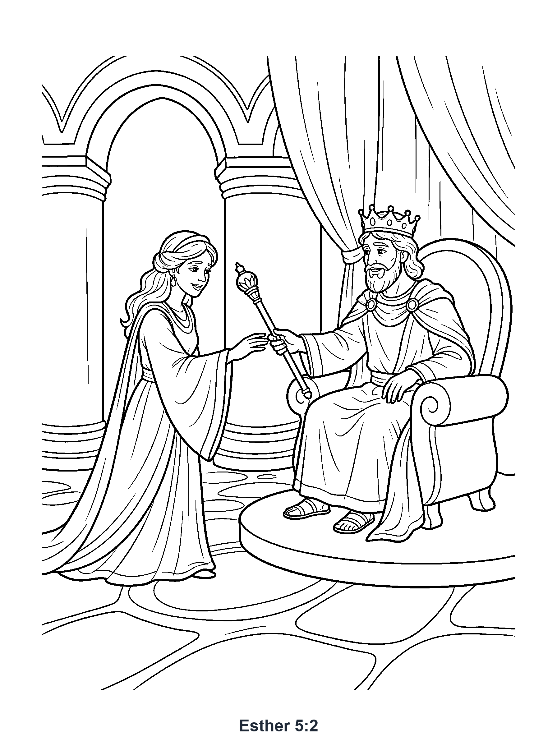 Esther 5:2 Coloring Page
