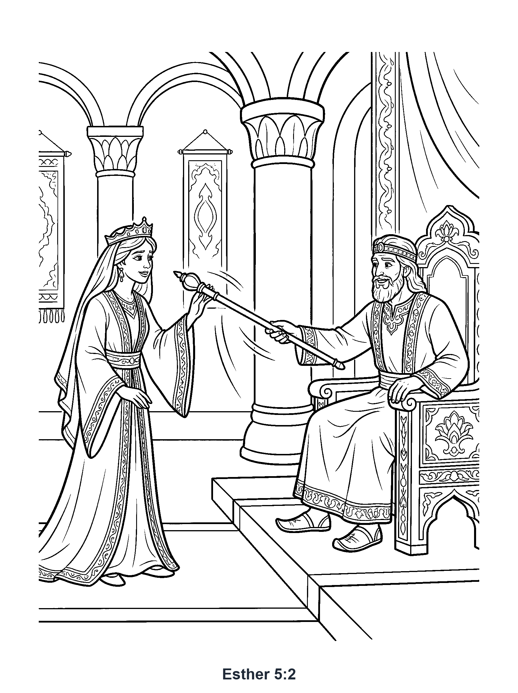 Esther 5:2 Coloring Page