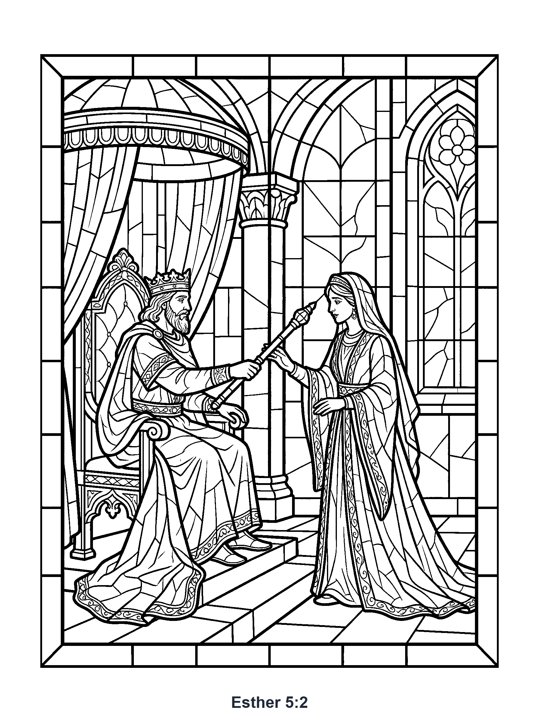 Esther 5:2 Coloring Page