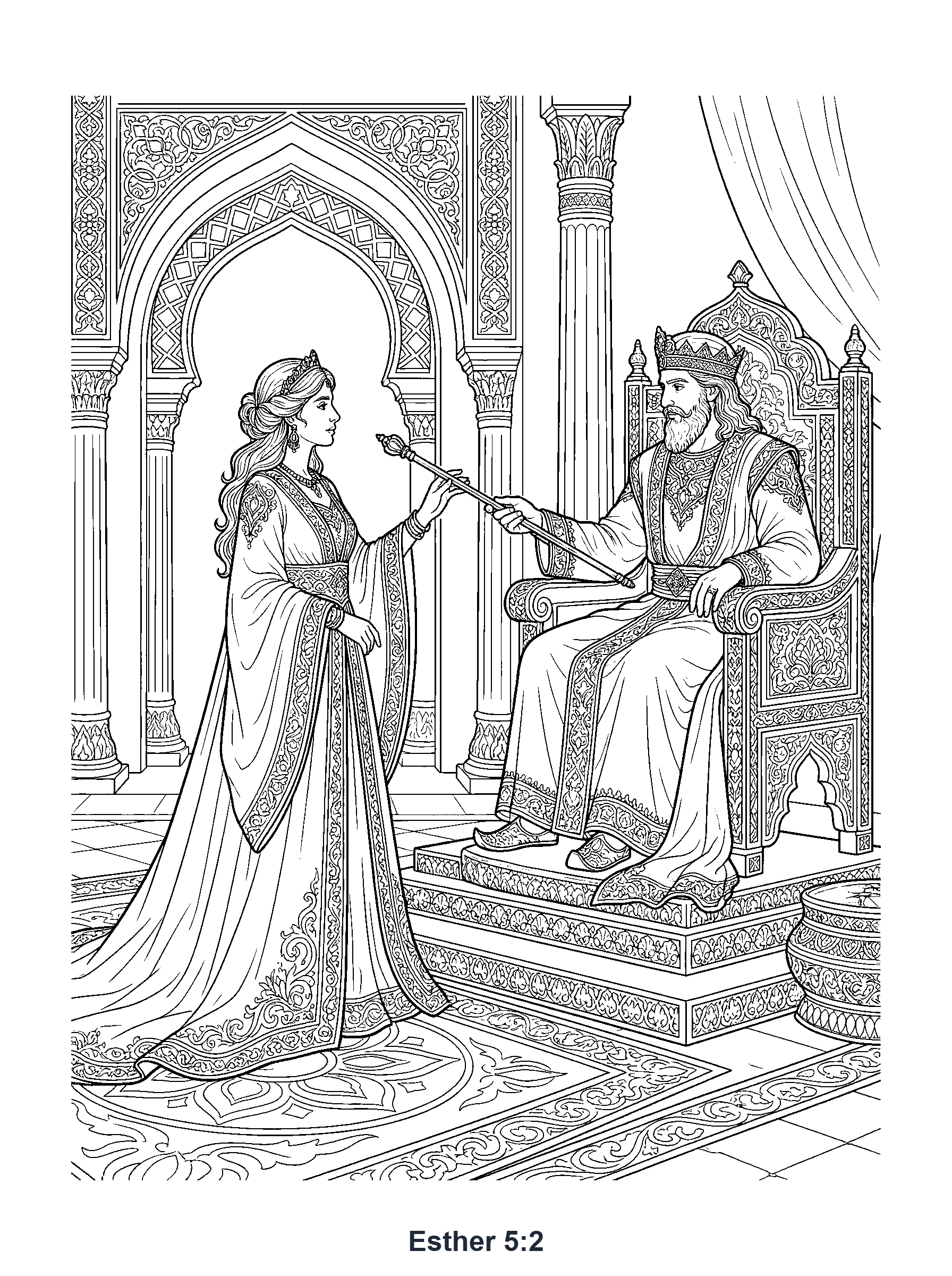 Esther 5:2 Coloring Page