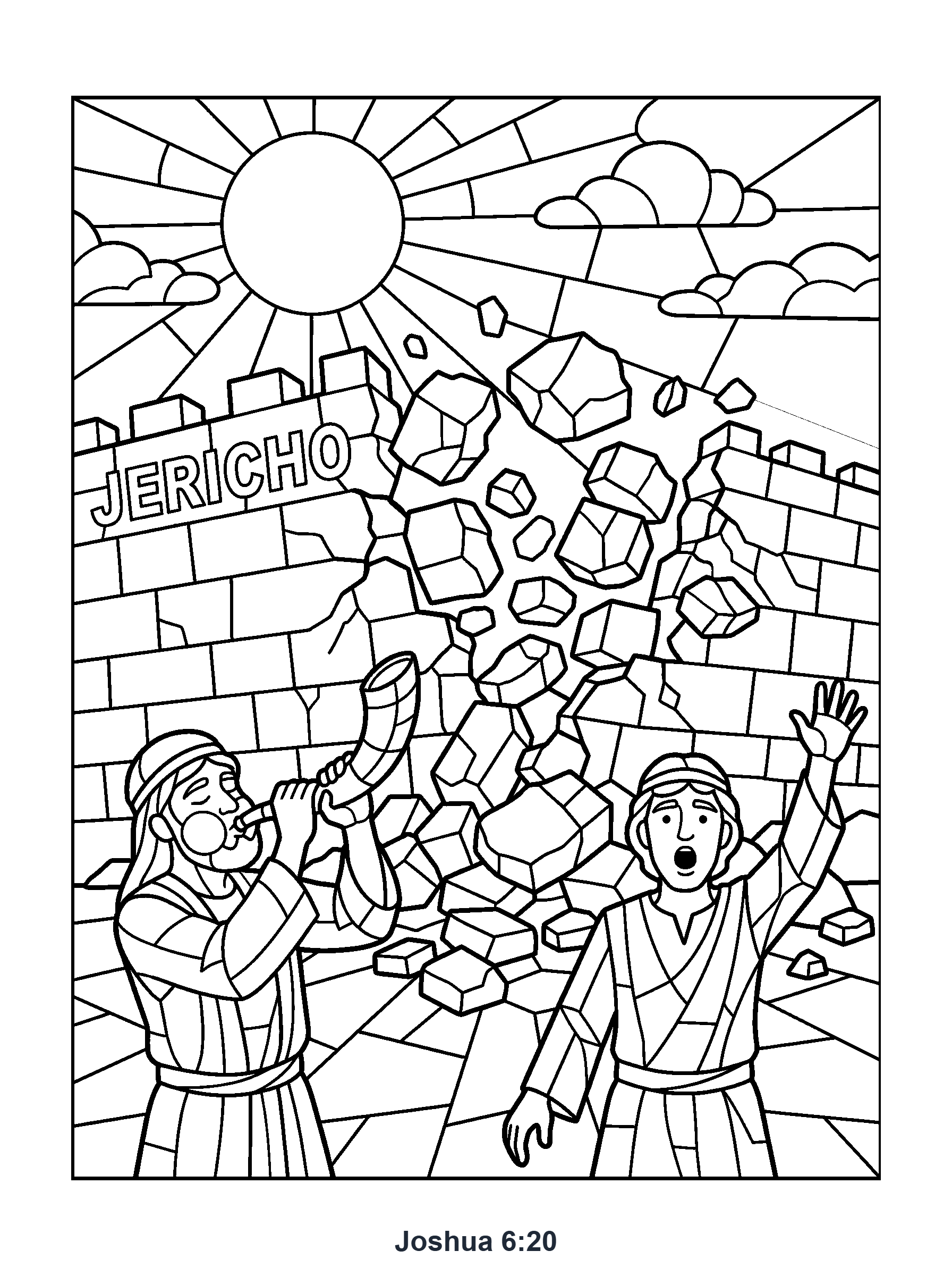 Joshua 6:20 Coloring Page