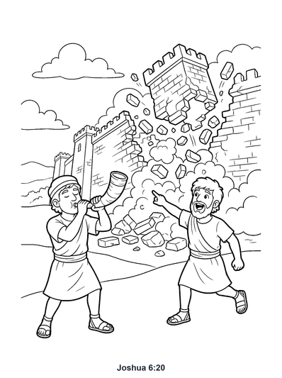 Joshua 6:20 Coloring Page