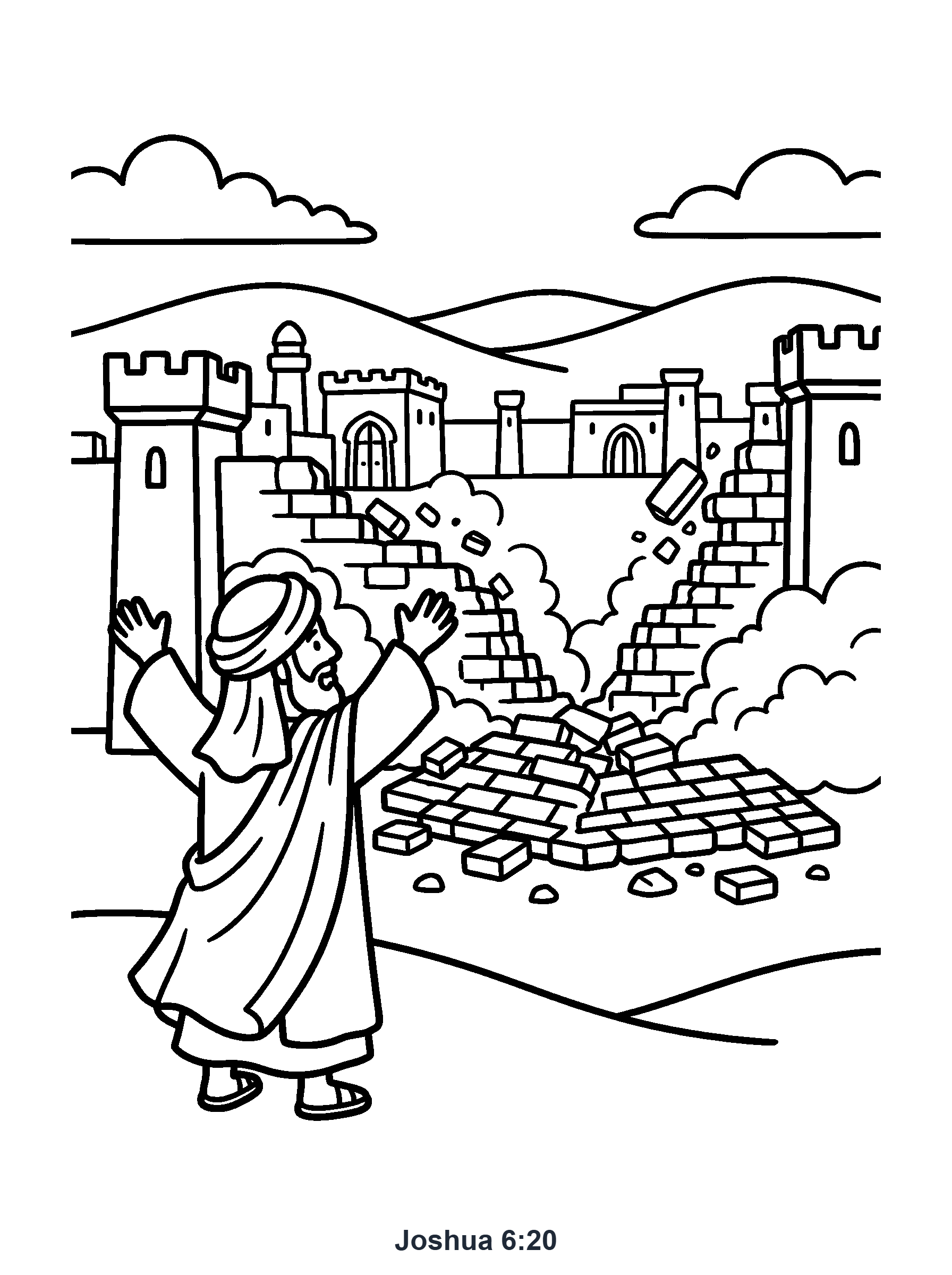 Joshua 6:20 Coloring Page