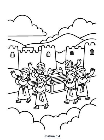 Joshua 6:4 Coloring Page