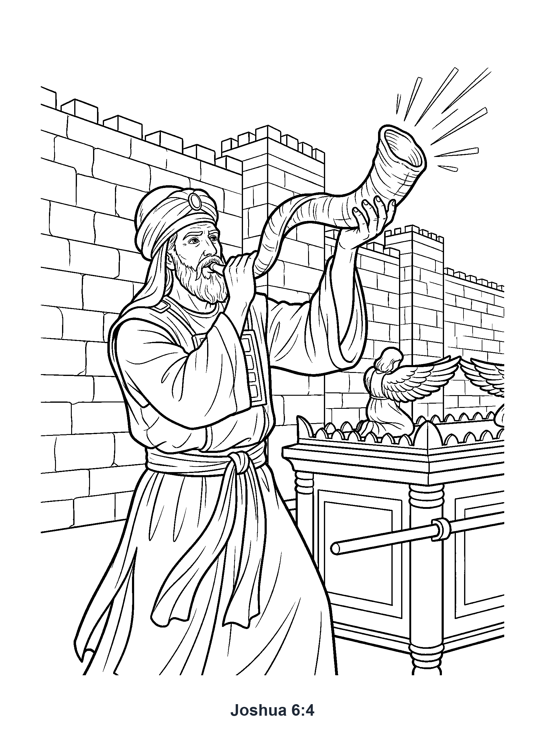 Joshua 6:4 Coloring Page