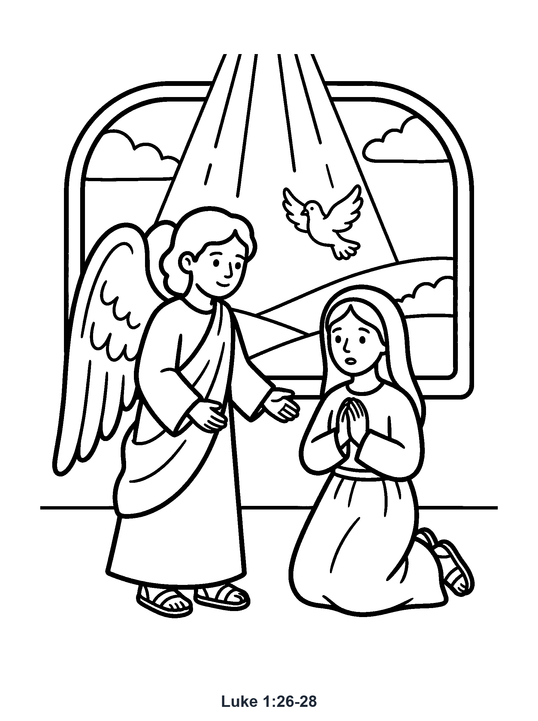 Luke 1:26-28 Coloring Page