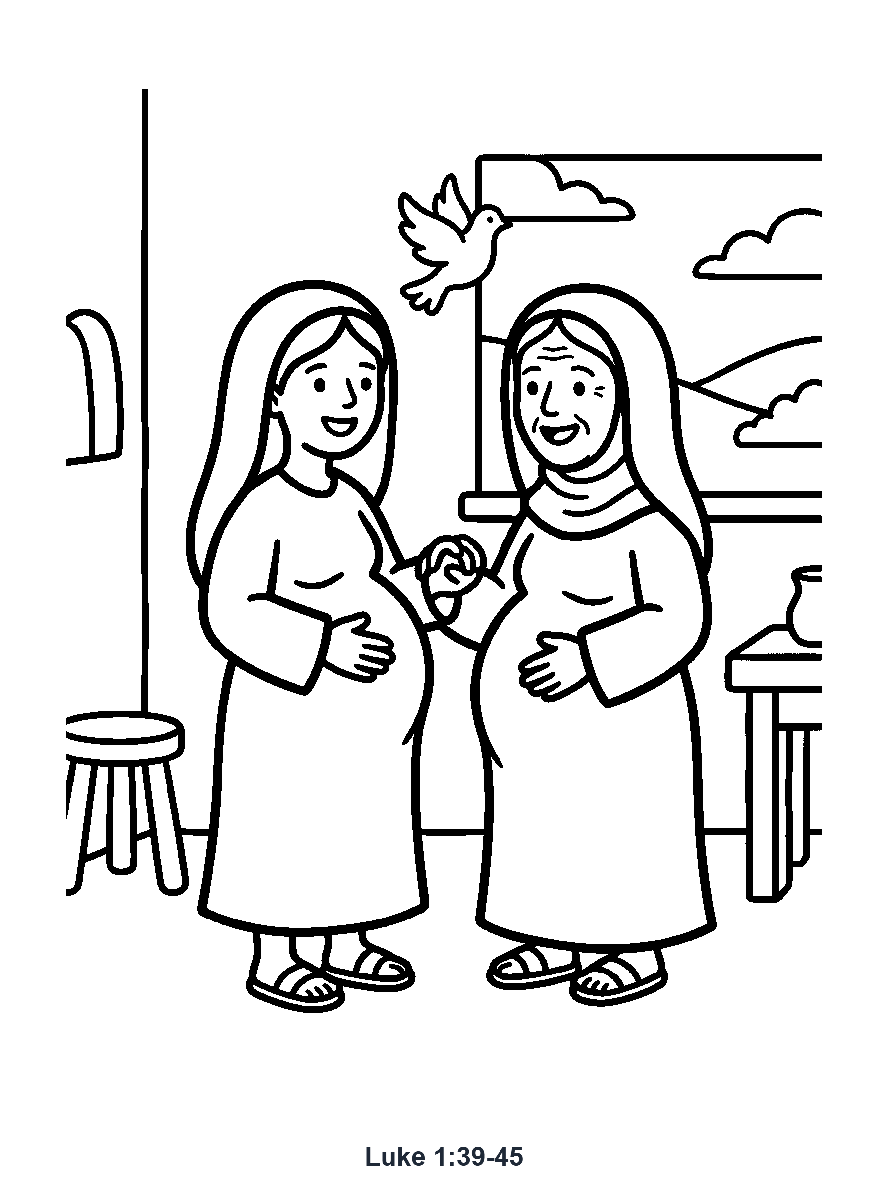 Luke 1:39-45 Coloring Page