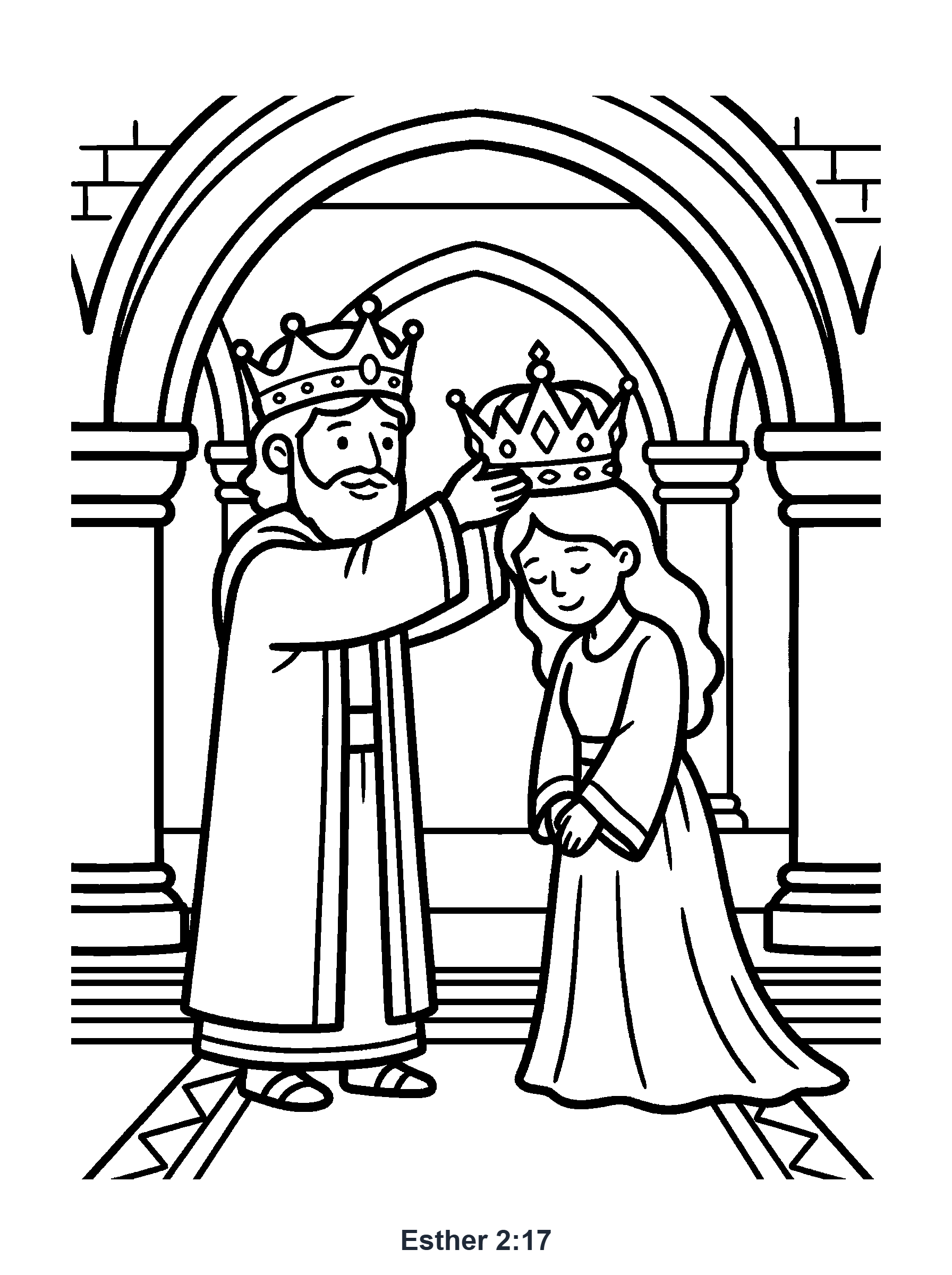 Esther 2:17 Coloring Page