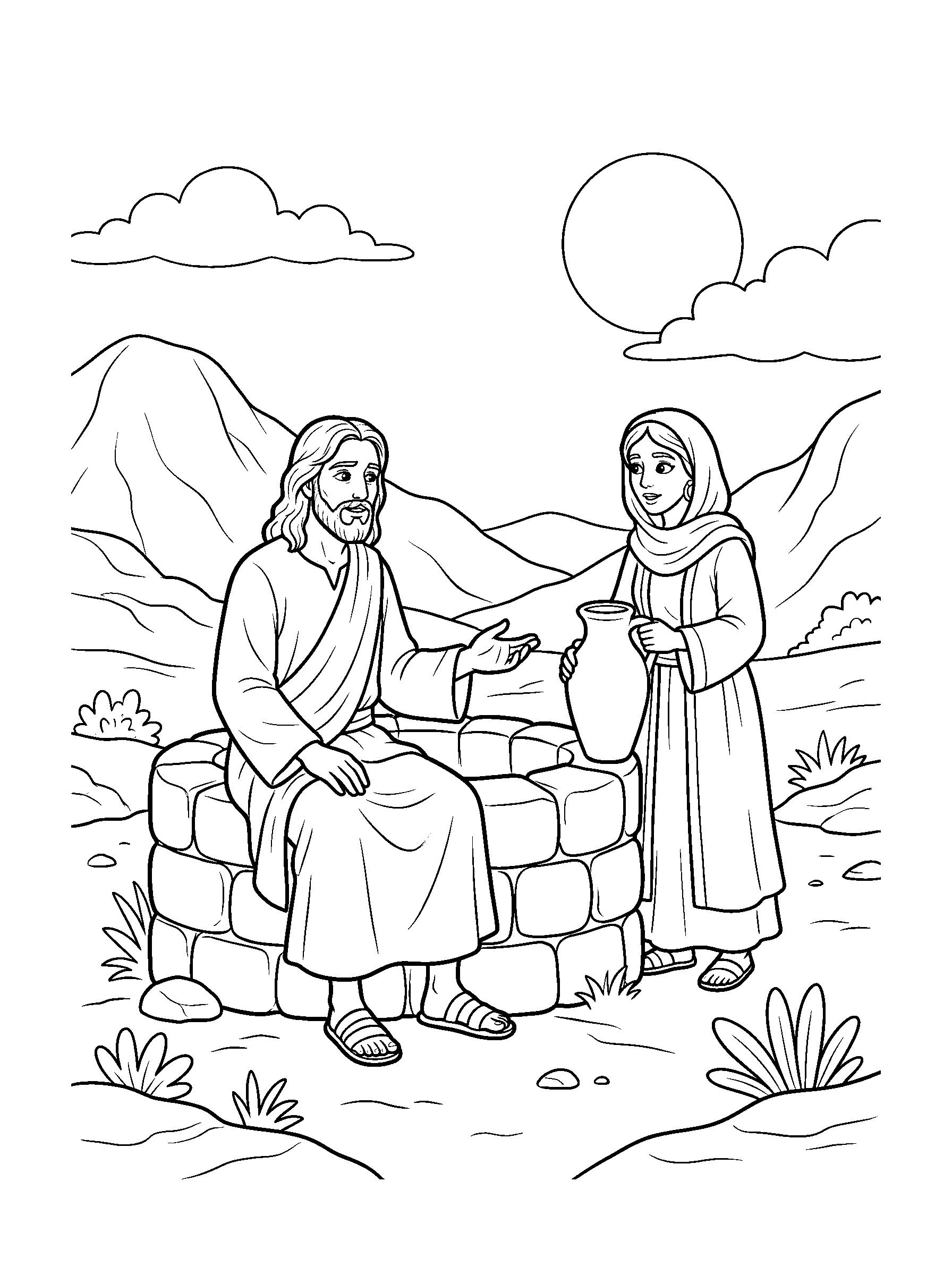 John 4:6-7 Coloring Page