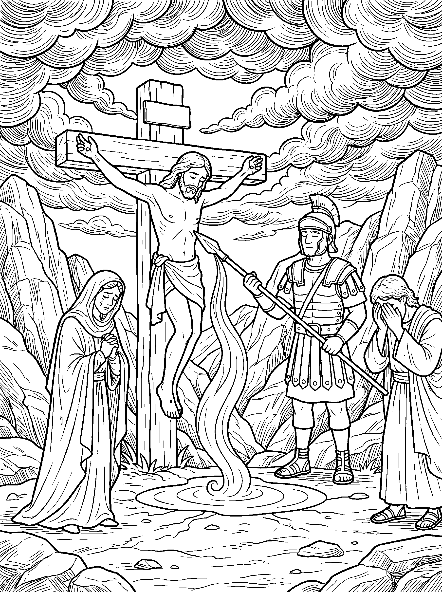 John 19:30-34 Coloring Page
