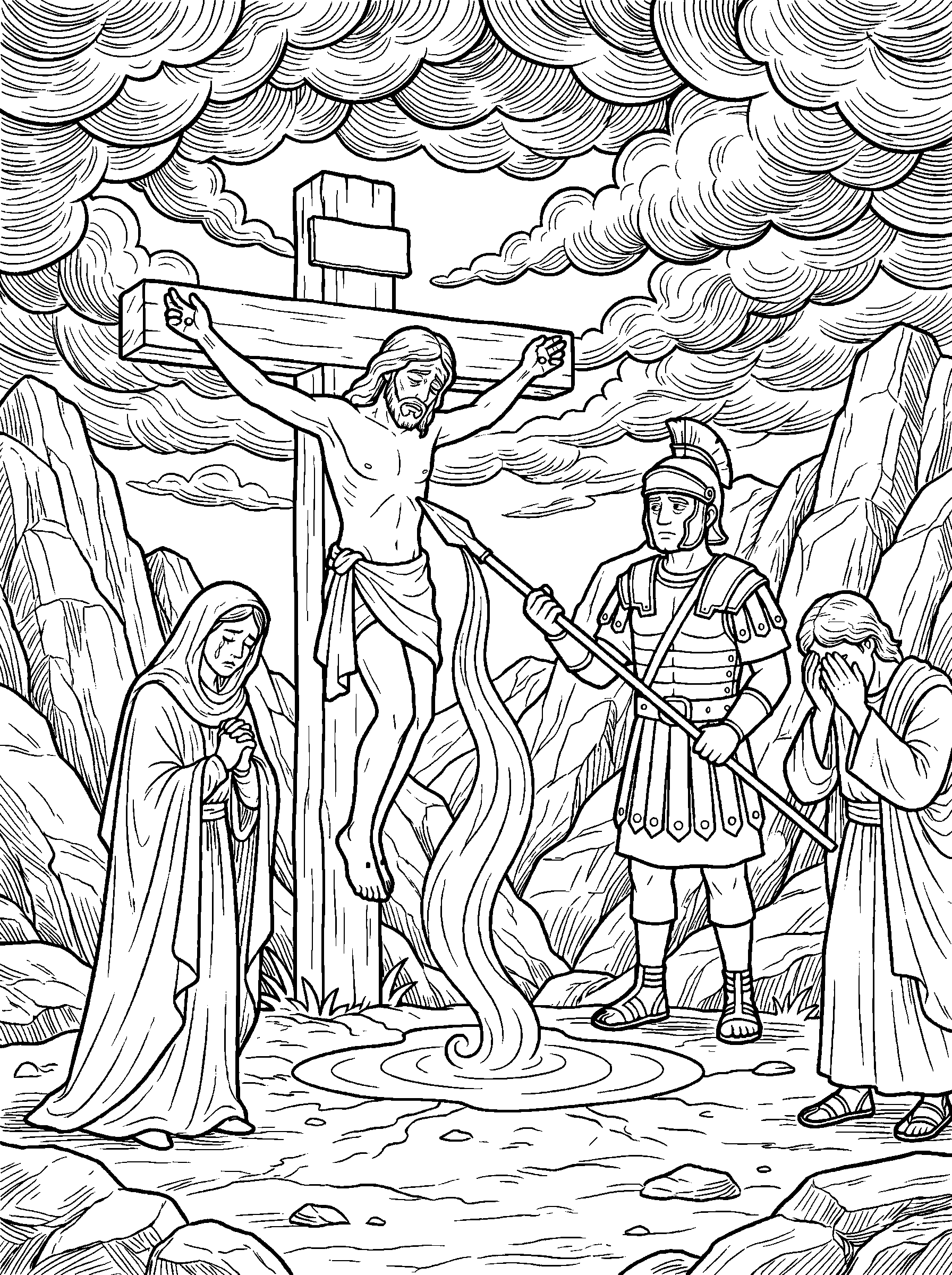 John 19:30-34 Coloring Page