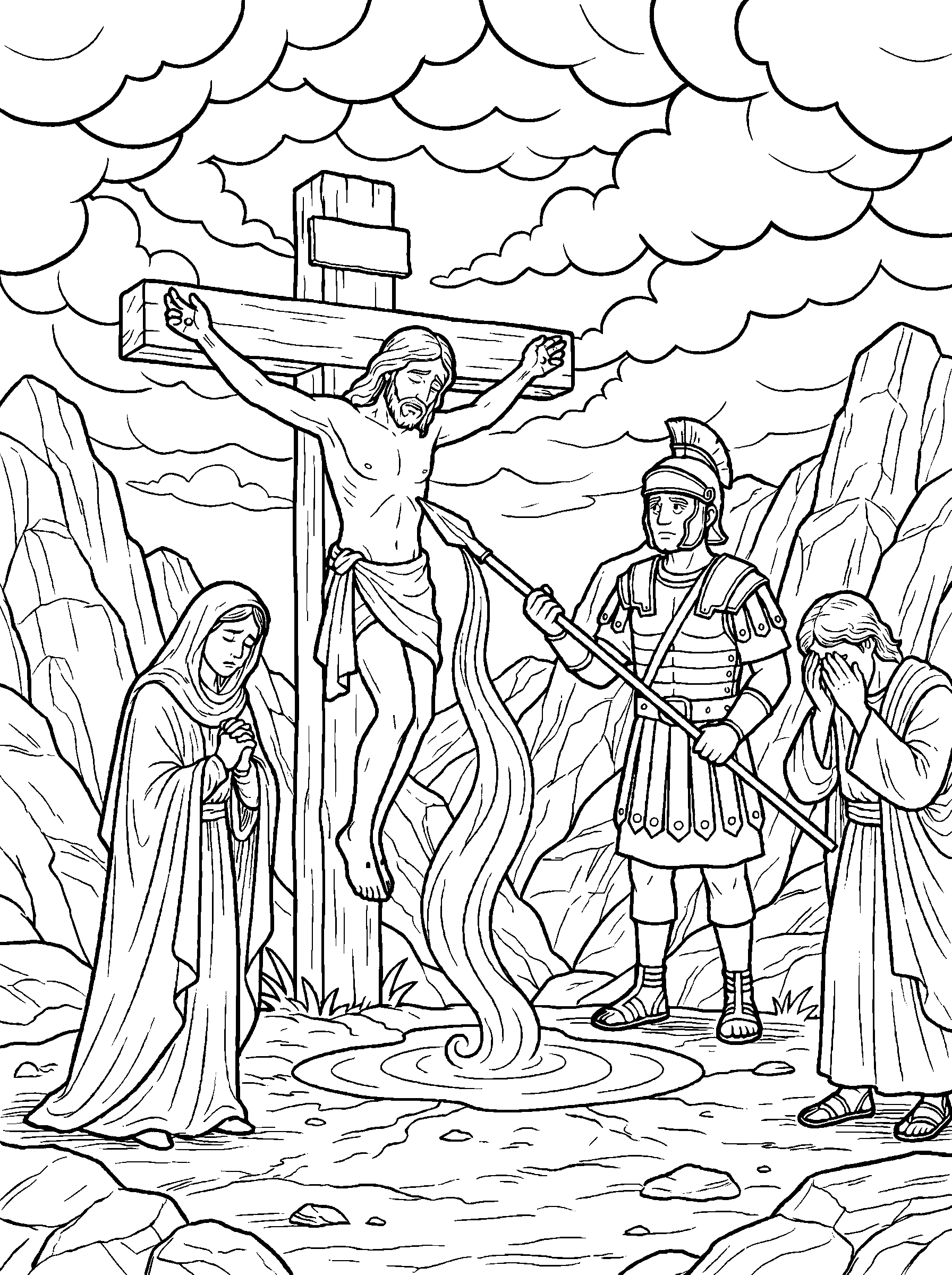 John 19:30-34 Coloring Page