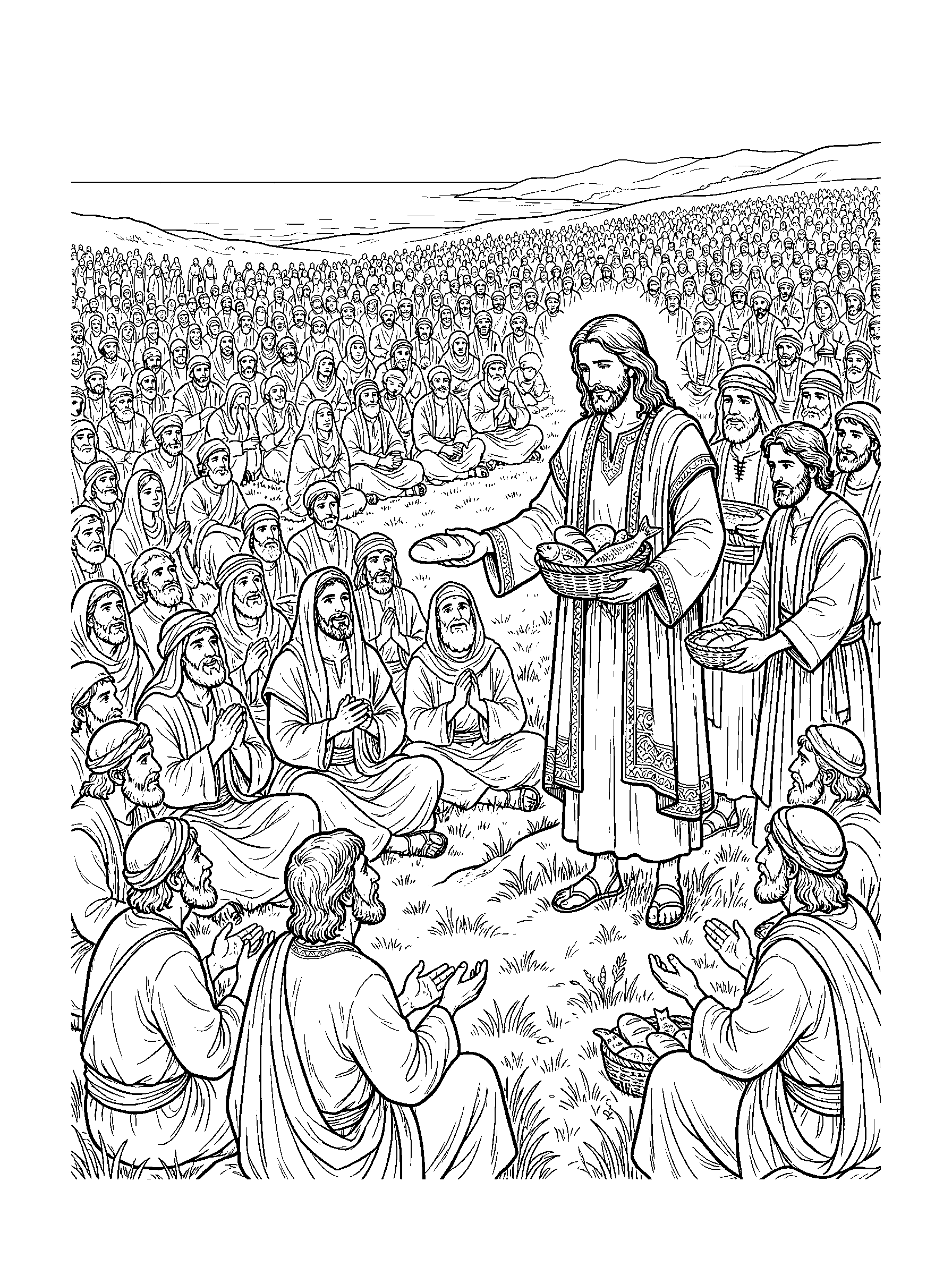 John 6:10-11 Coloring Page