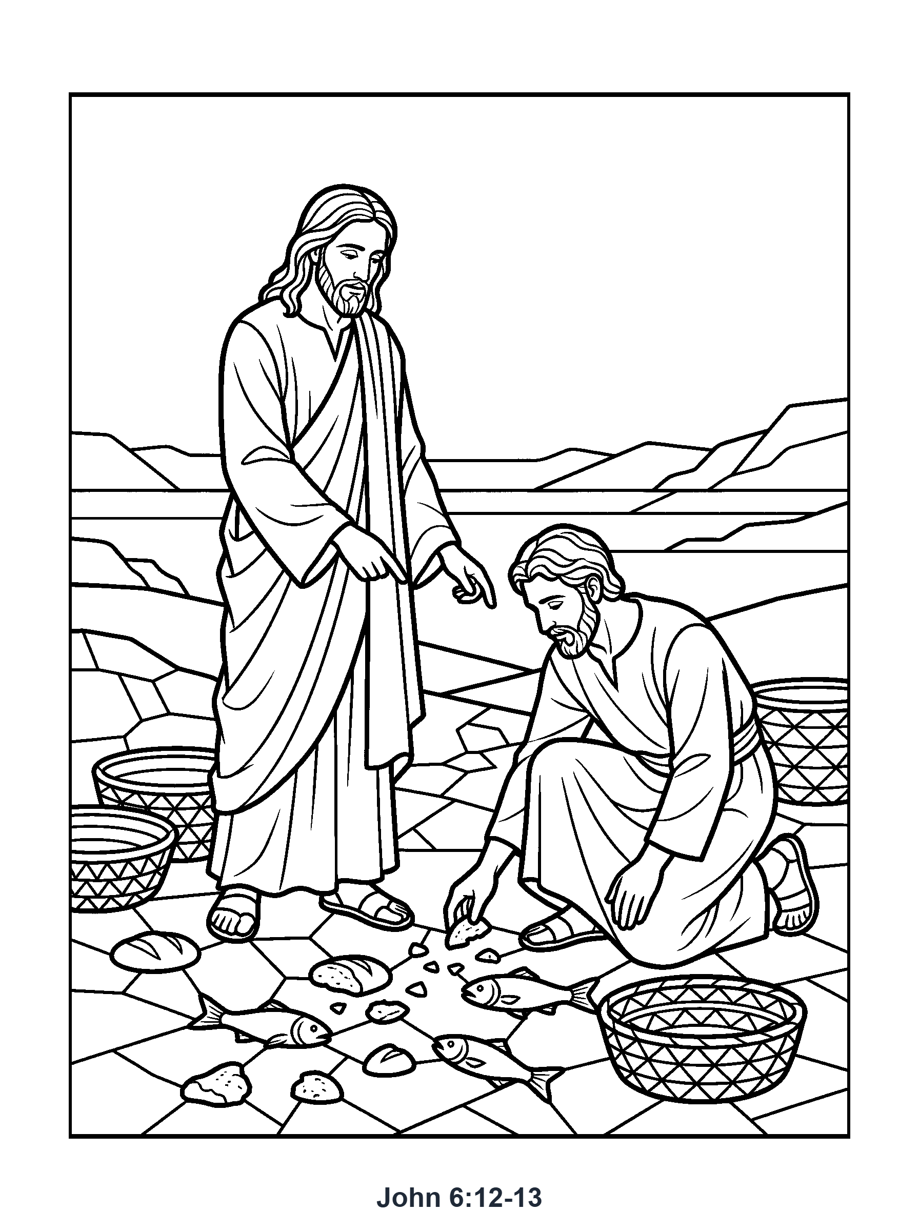 John 6:12-13 Coloring Page