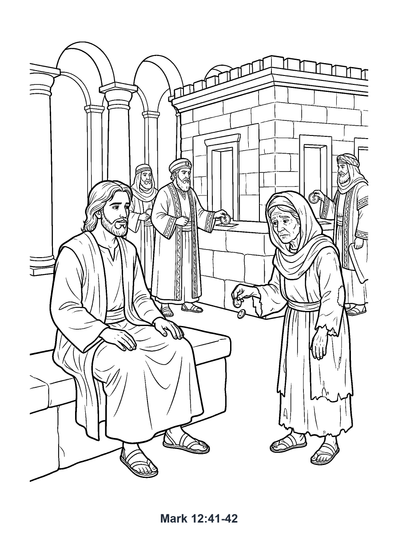 Mark 12:41 Coloring Page