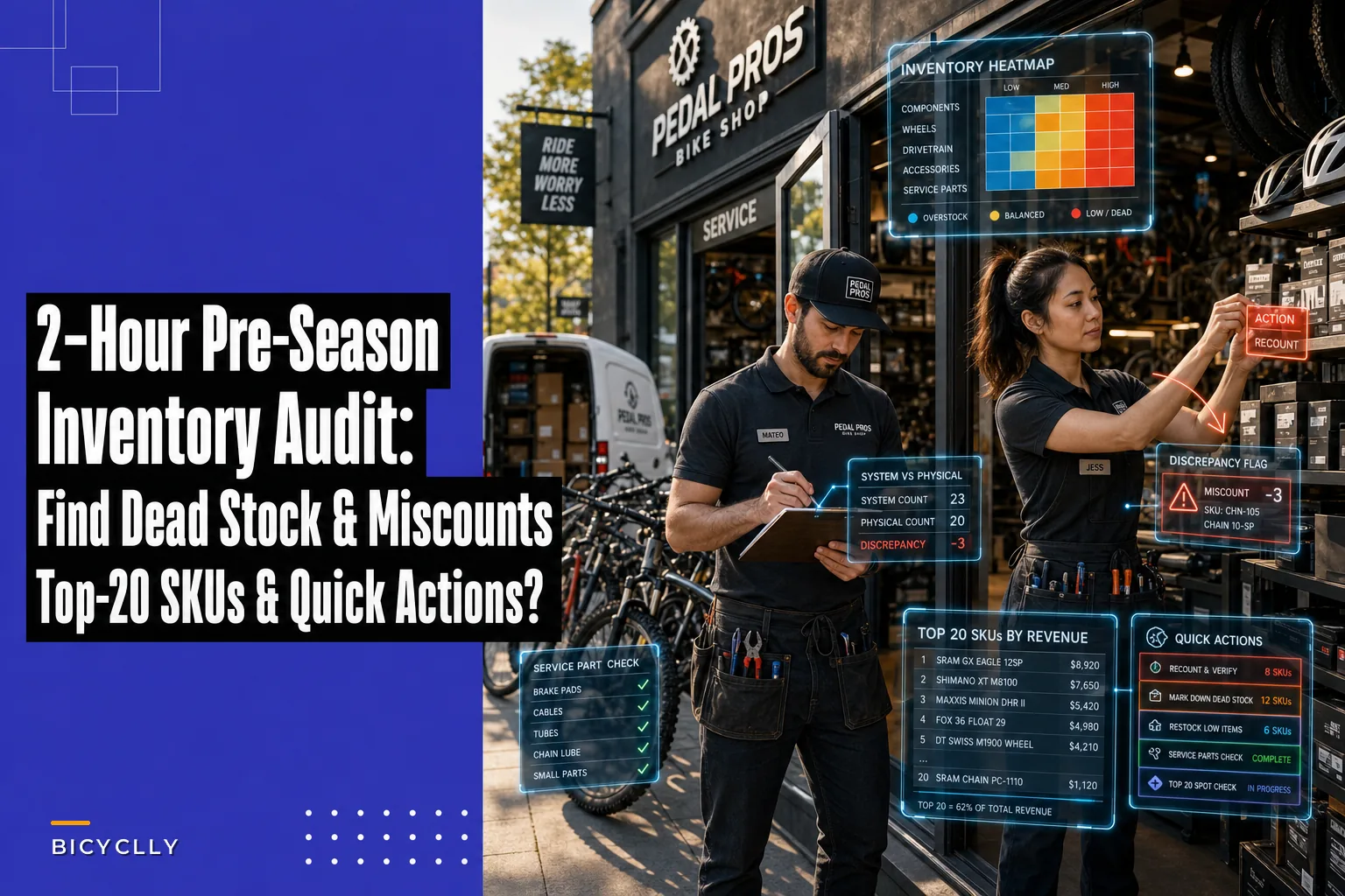 A 2-Hour Pre-Season Inventory Audit for Bike Shops: Find Dead Stock, Miscounts, and High-Risk SKUs Fast
