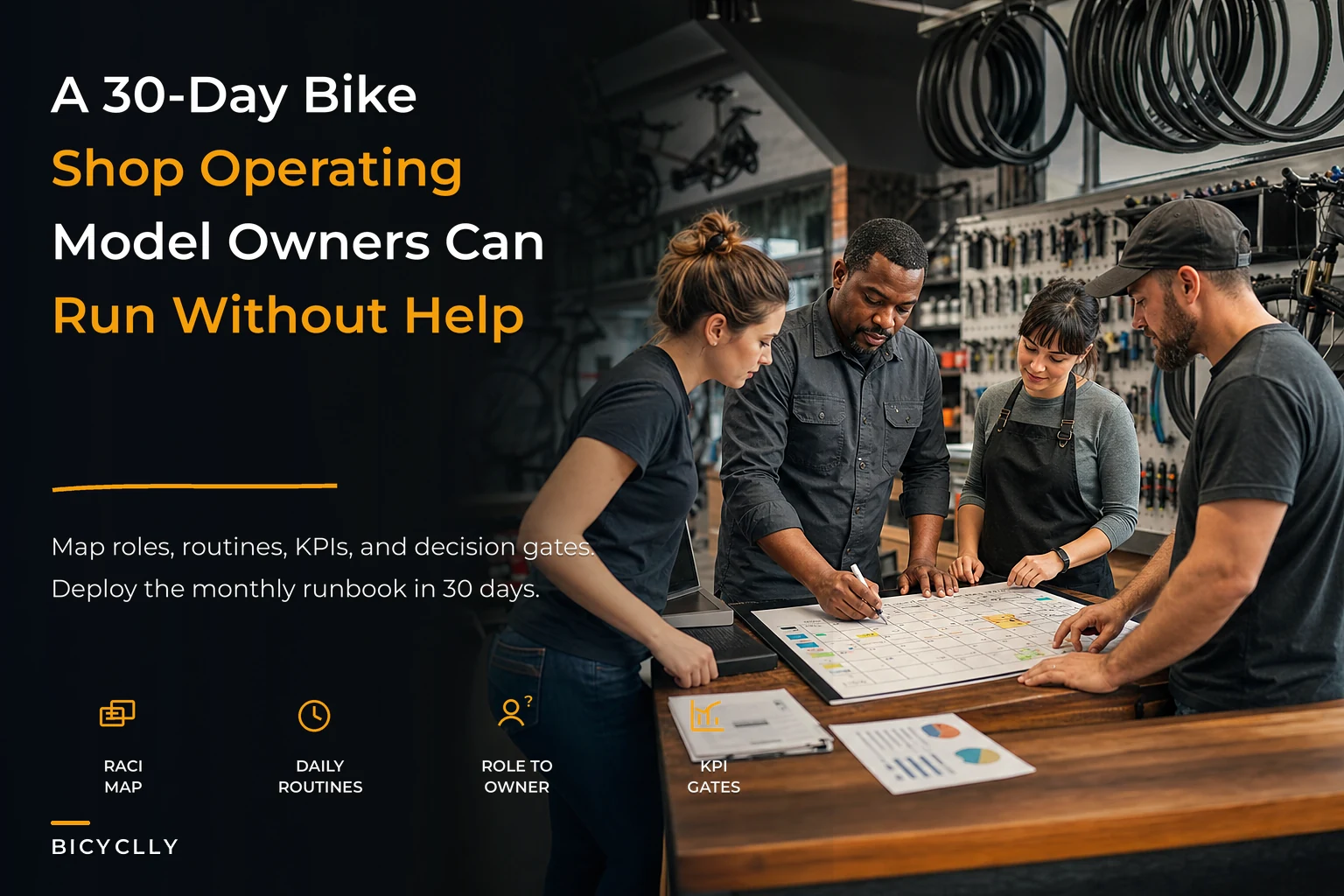 A 30‑Day Operating Model for Bike Shops: Roles, Routines and a Monthly Runbook Owners Can Deploy