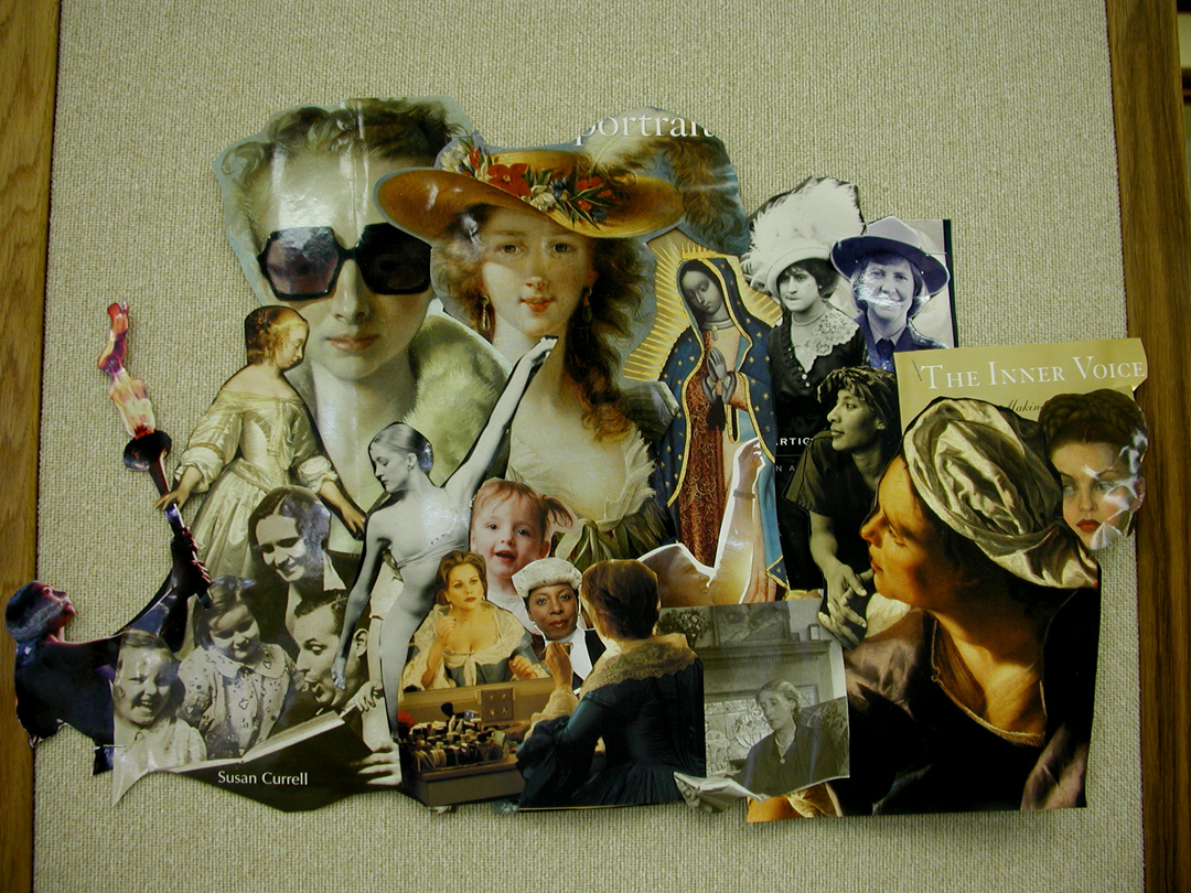Collage of historical and contemporary images of women