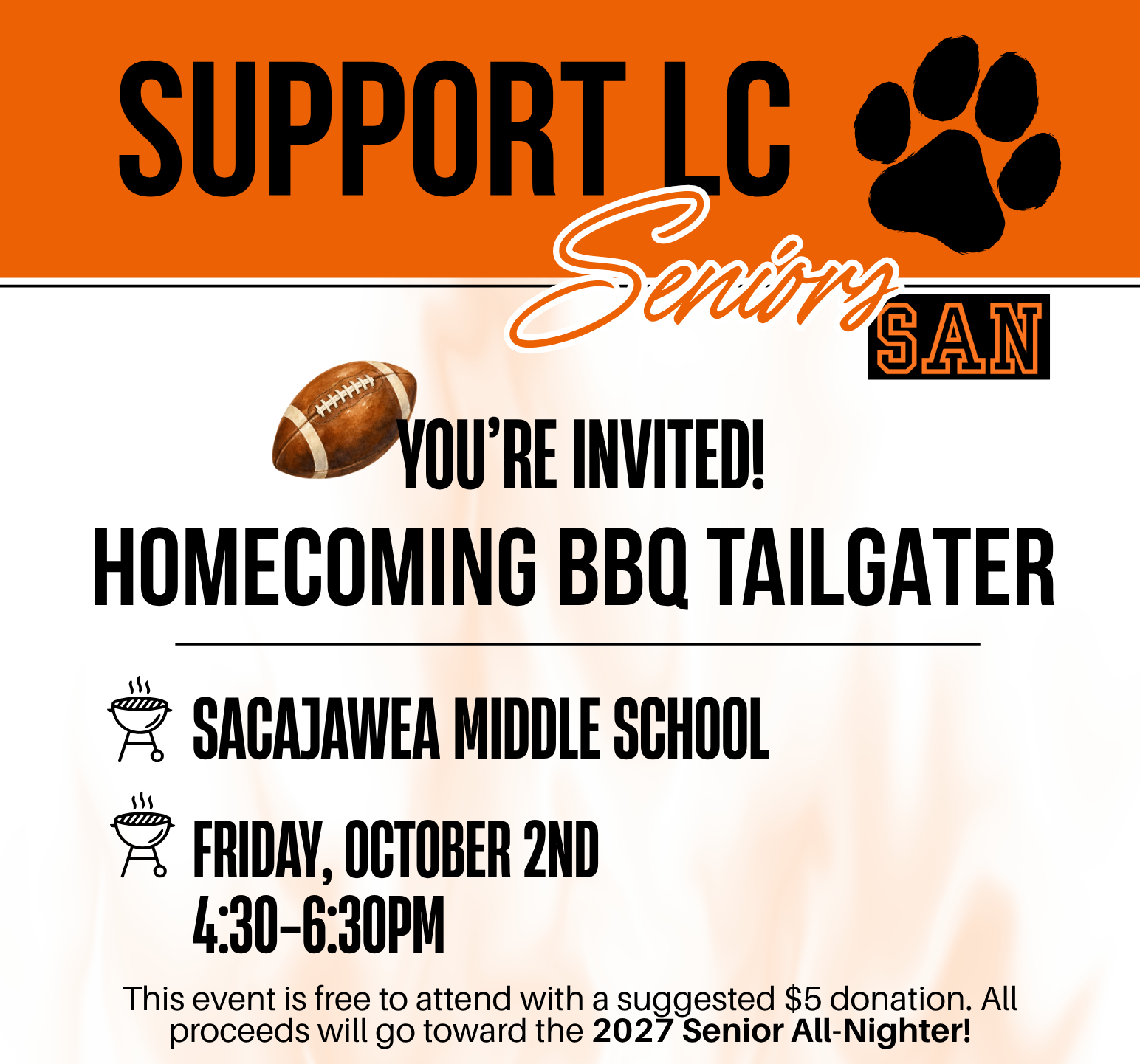 Flyer with LC Homecoming Tailgater Information